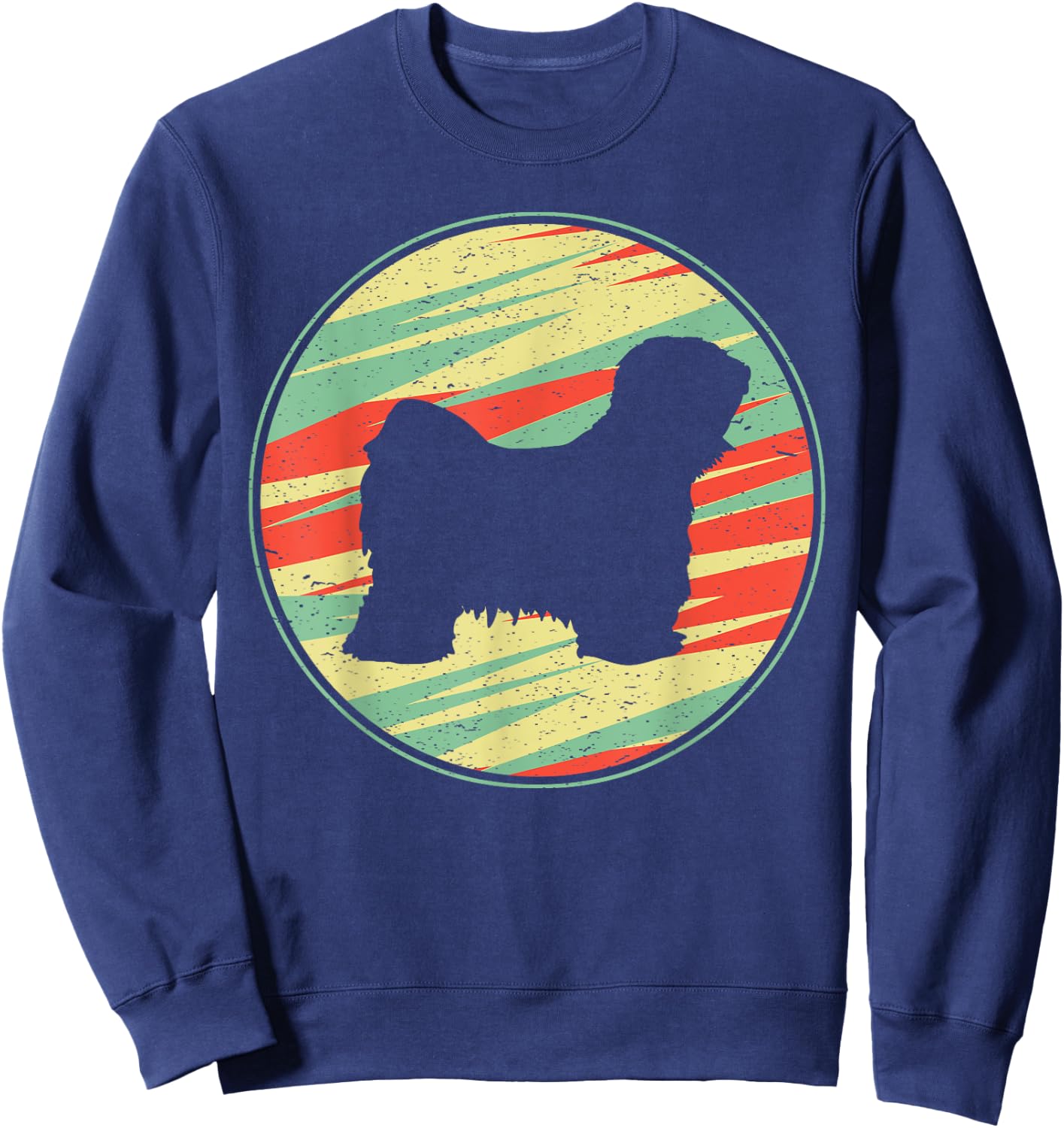 Tibetan Terrier Retro Vintage Silhouette Cute Dog Gift Men Women Kids Sweatshirt - Sweatshirt | Navy