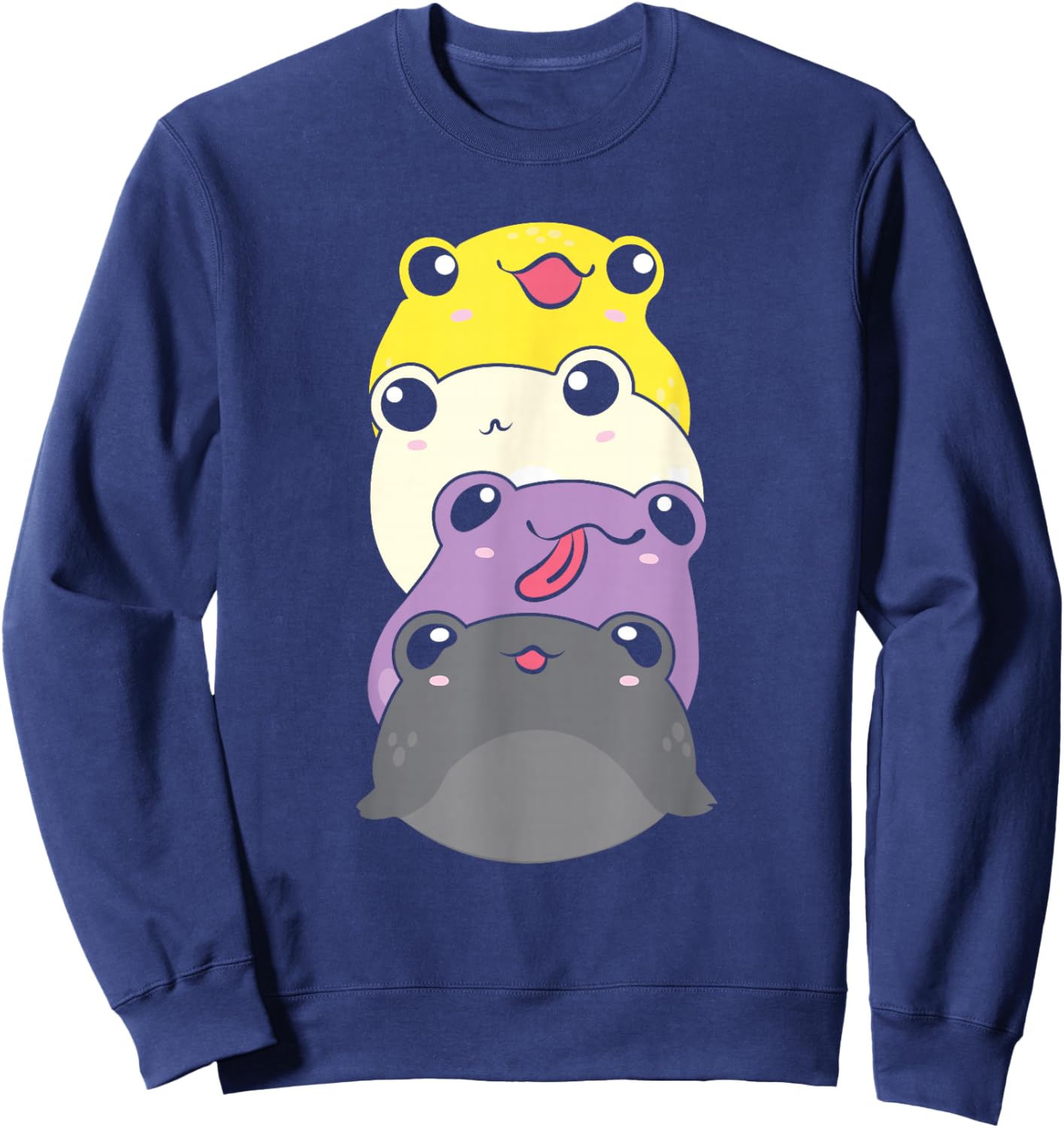 Nonbinary Flag Color Cute Frogs Subtle Enby Pride Sweatshirt - Sweatshirt | Navy