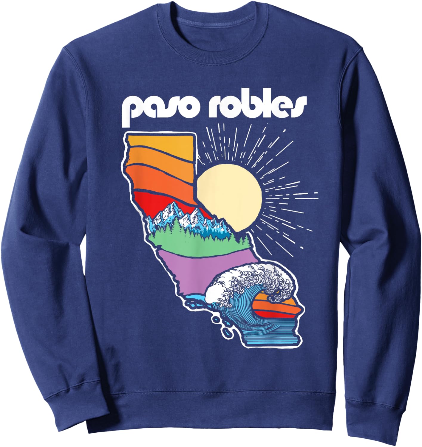 Paso Robles California Outdoors Retro Nature Graphic Sweatshirt - Sweatshirt | Navy