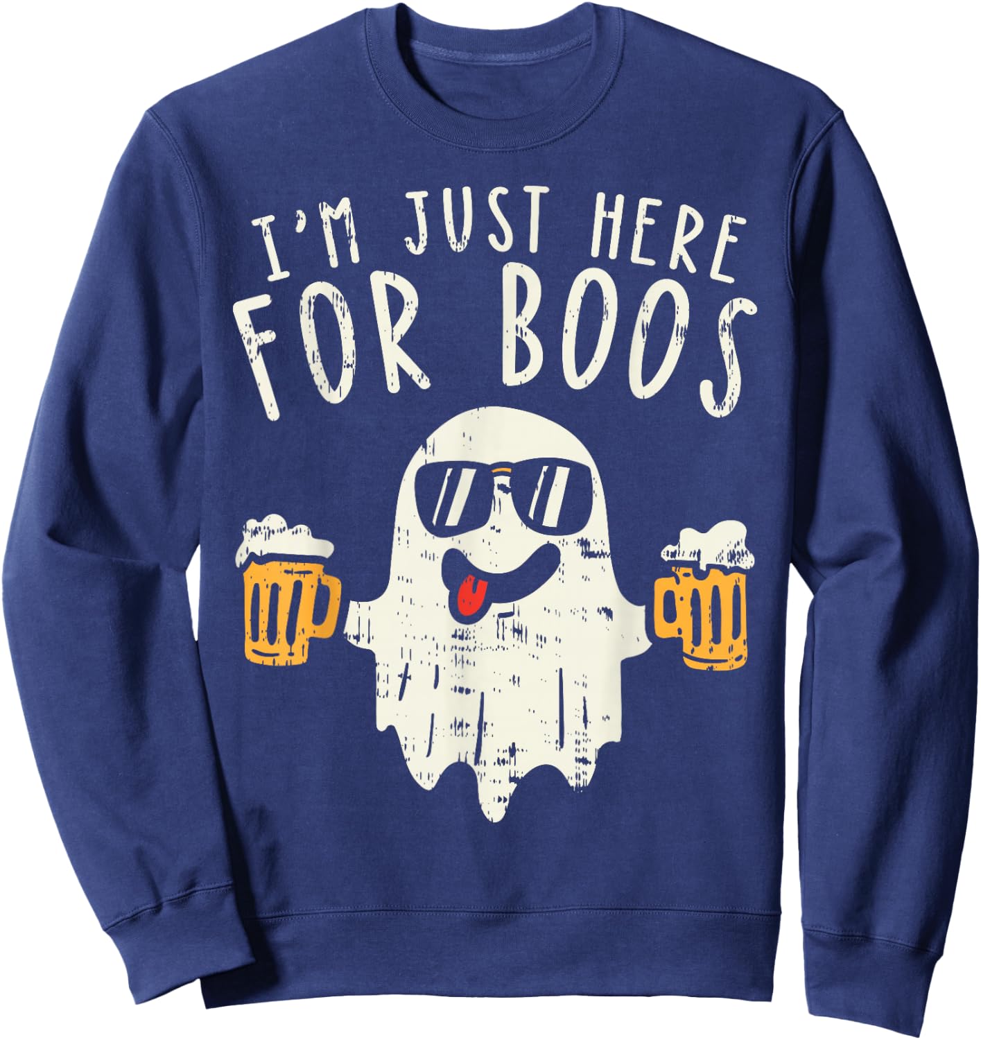 Im Just Here For The Boos Ghost Halloween Costume Beer Lover Sweatshirt - Sweatshirt | Navy