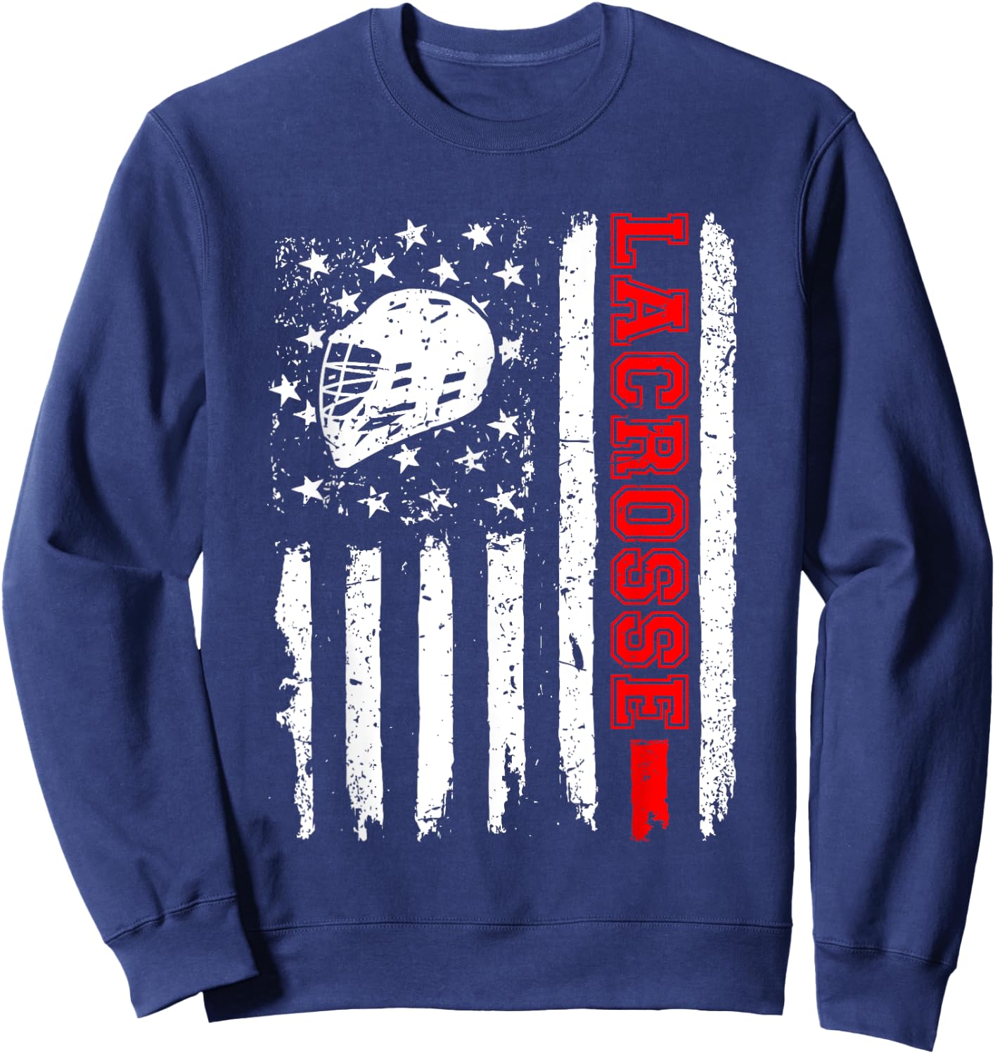 Lacrosse American Flag Distressed Sweatshirt - Sweatshirt | Navy