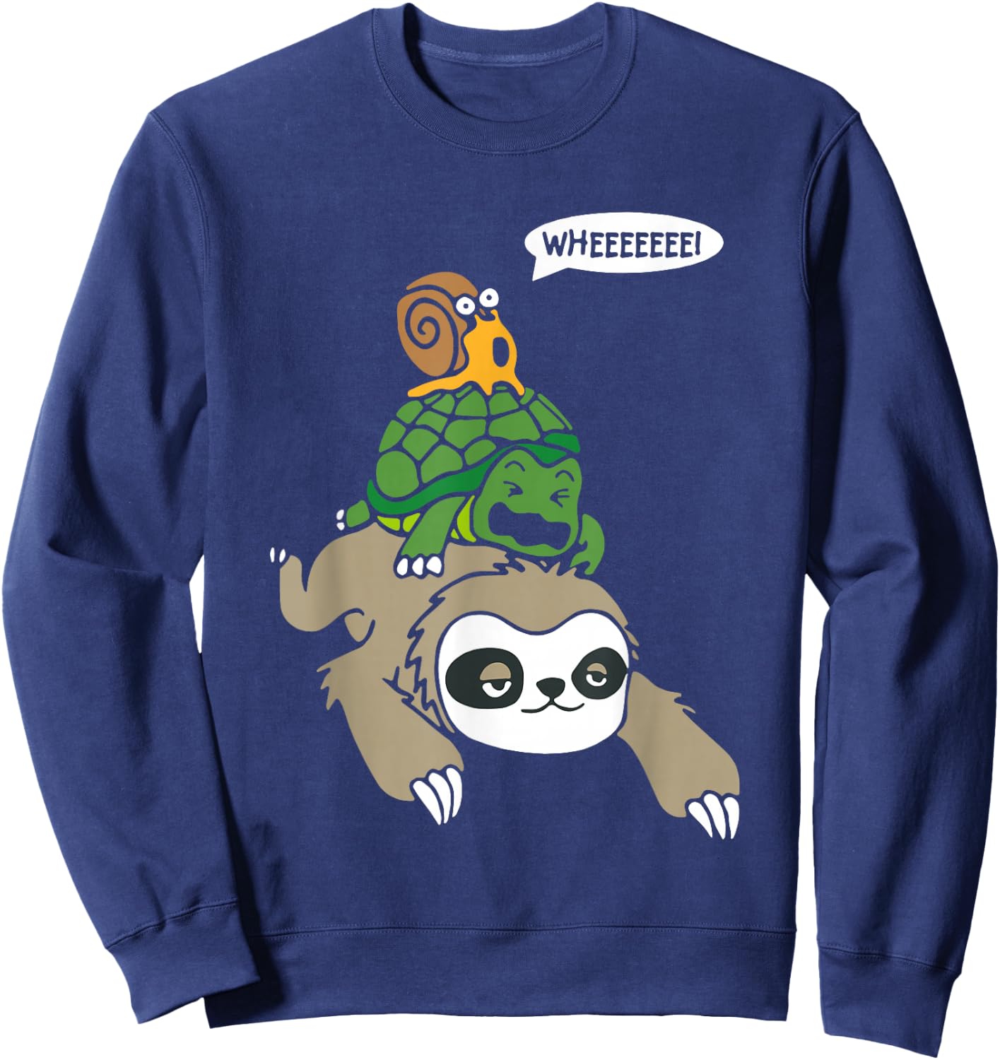 Sloth Turtle Snail Piggyback Animal Running Wild Sweatshirt - Sweatshirt | Navy