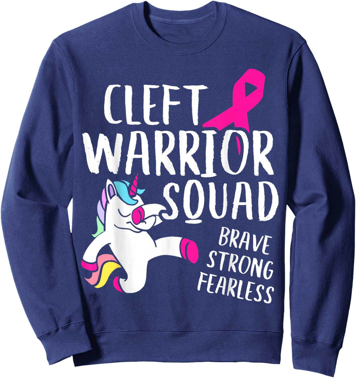Cleft Palate Lip Warrior Squad Cleft Strong Awareness Sweatshirt - Sweatshirt | Navy