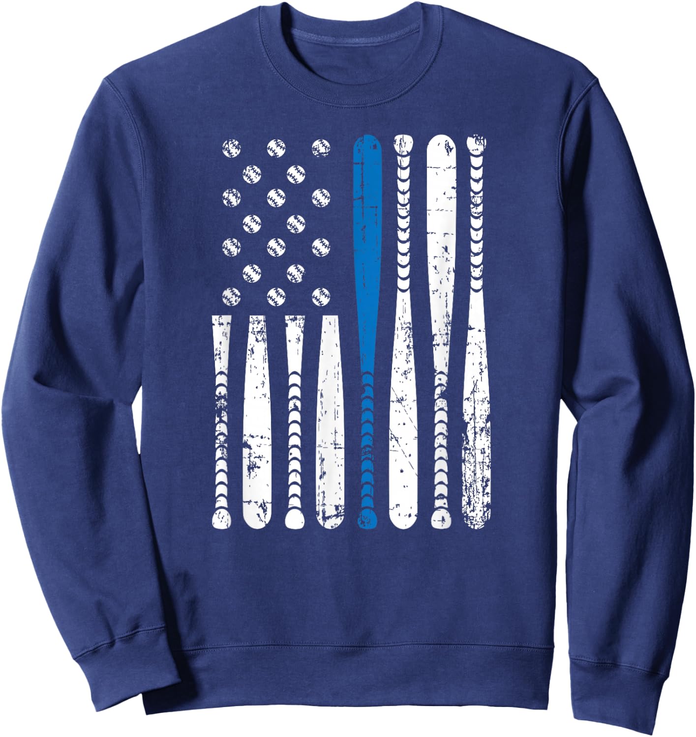 Thin Blue Line LEO USA Flag Police Support Baseball Bat Sweatshirt - Sweatshirt | Navy