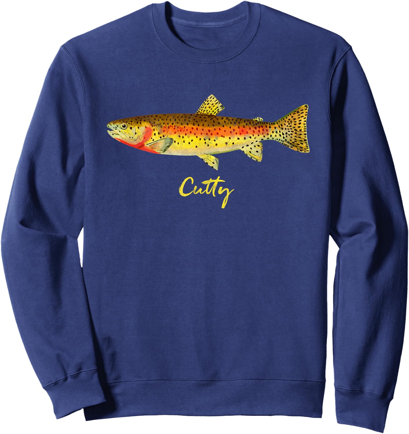 Retro Cutthroat Trout Vintage Fly Fishing Sweatshirt - Sweatshirt | Navy