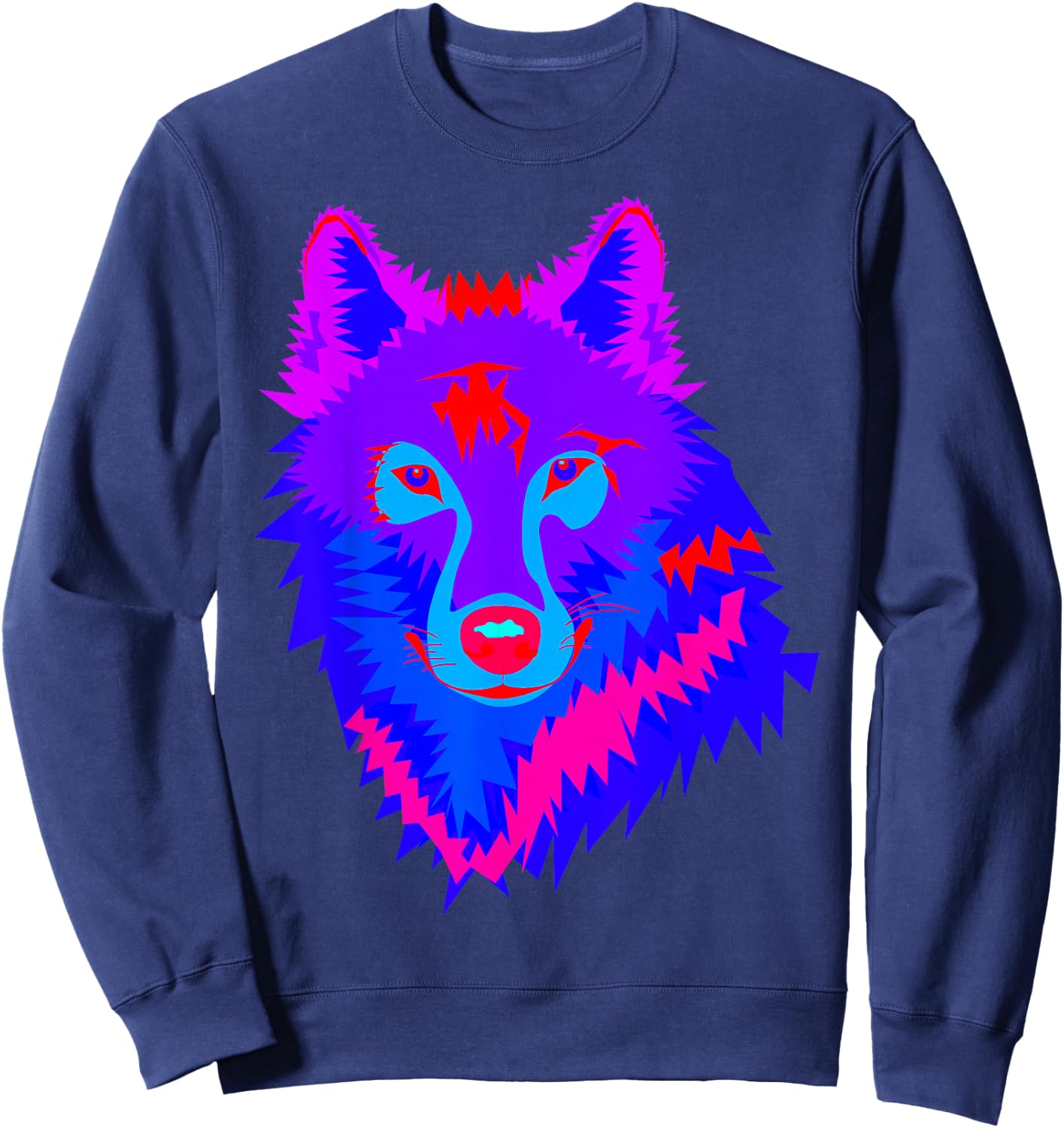 EDM Electronic Dance Music Techno Trippy Wolf Rave Shirt Sweatshirt - Sweatshirt | Navy