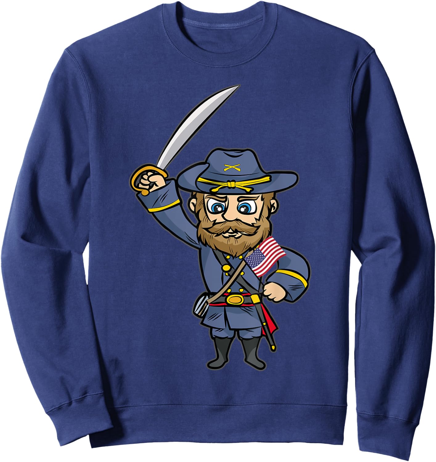 Civil War Soldier | Union General Cartoon Gift Comic Sweatshirt - Sweatshirt | Navy