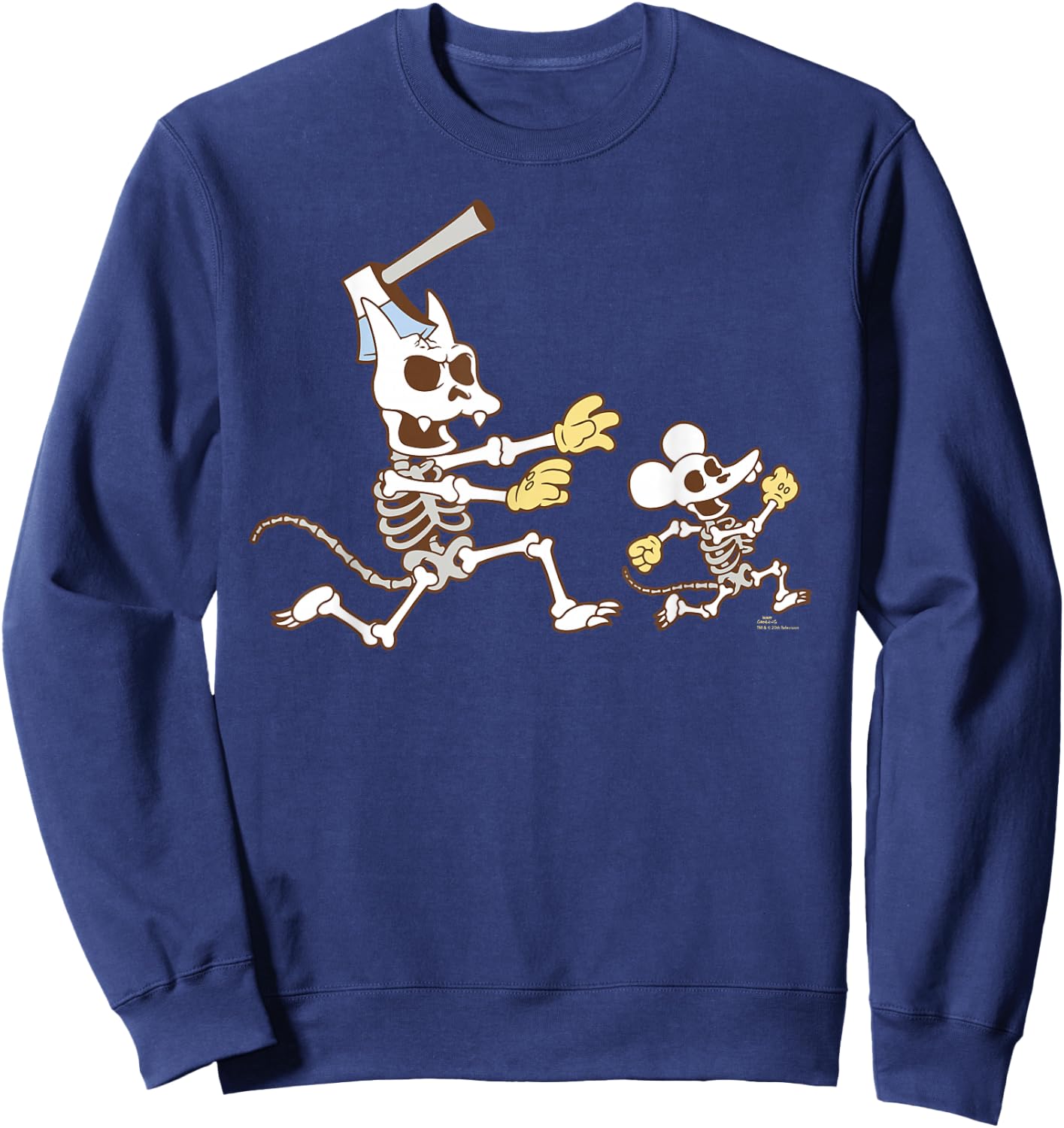 The Simpsons Halloween Itchy & Scratchy Skeleton Chase Sweatshirt - Sweatshirt | Navy