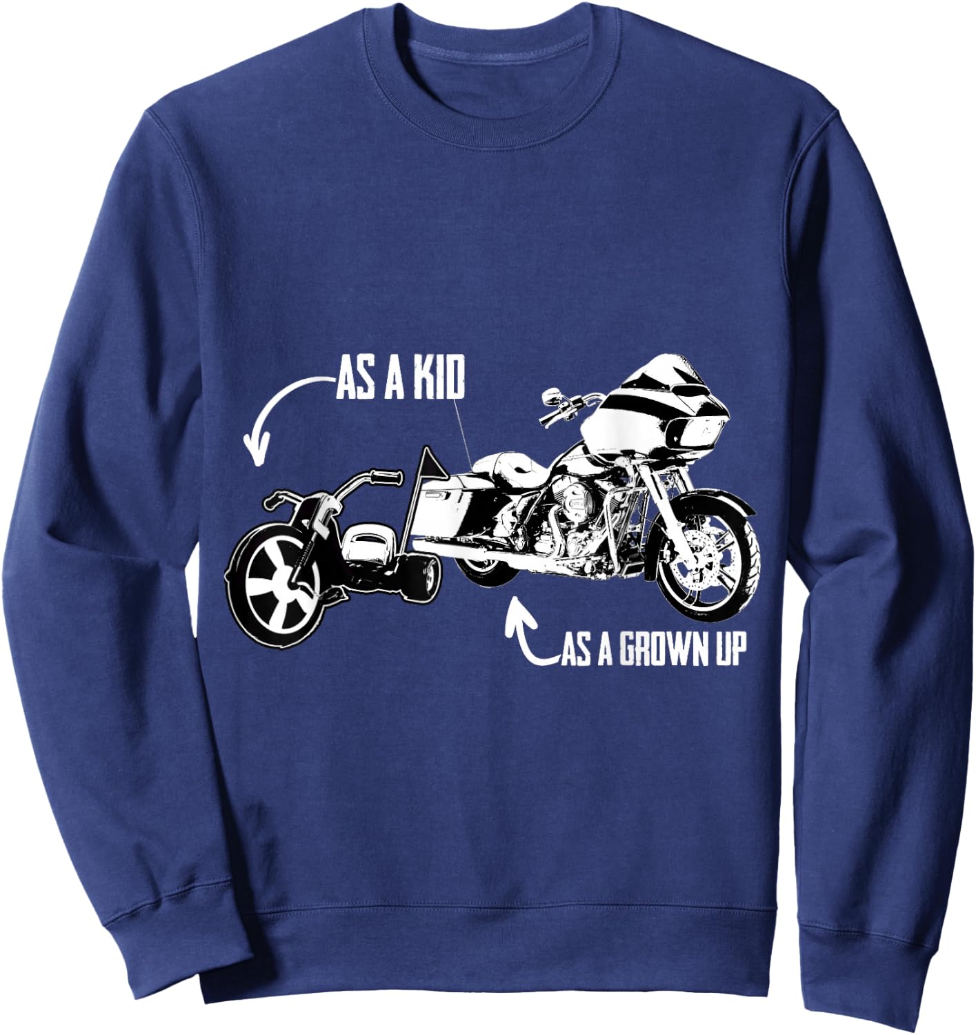 Men's Kid's Big Wheel Tricycle Road Glide Motorcycle Design Sweatshirt - Sweatshirt | Navy