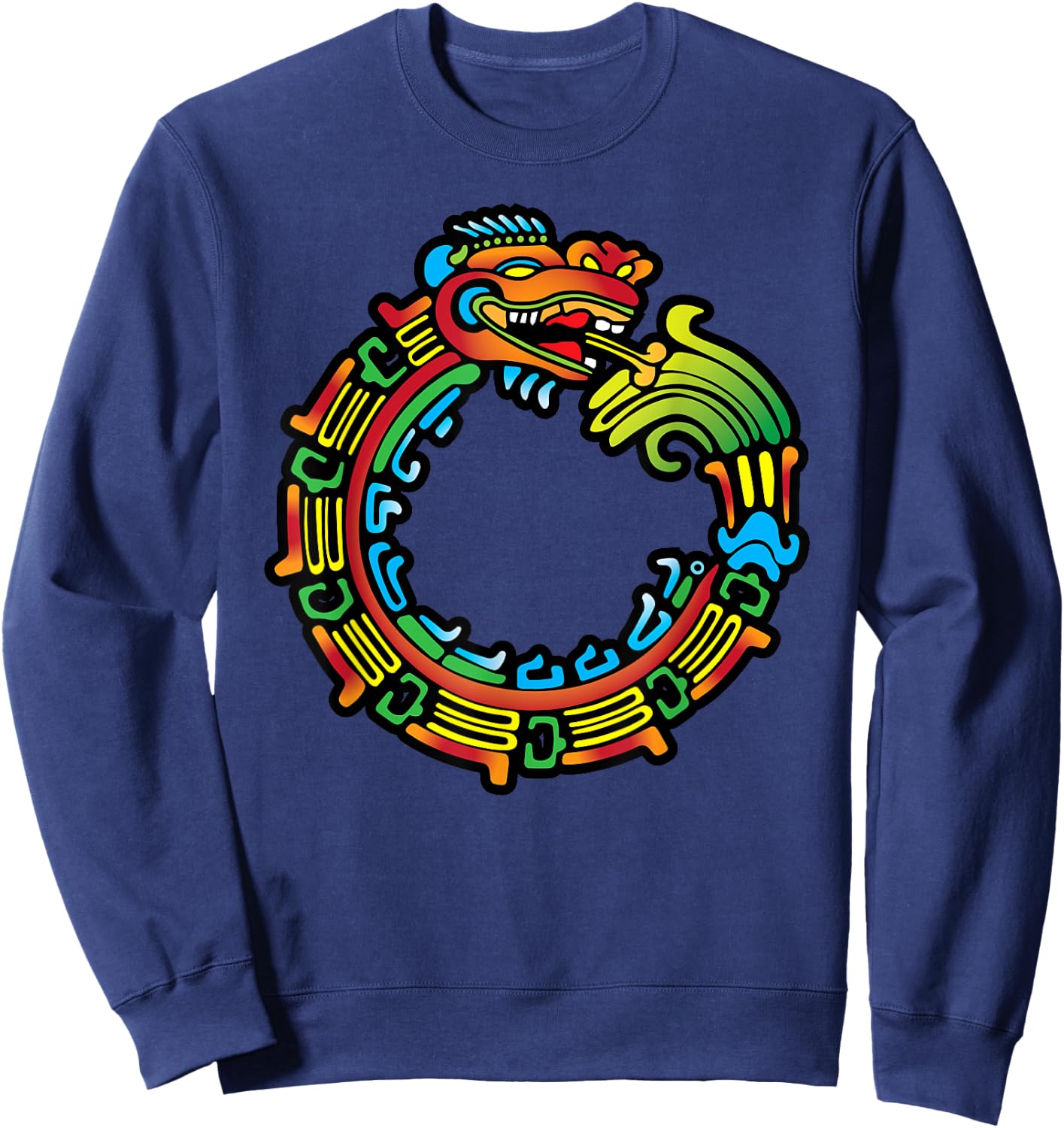 Aztec Ouroboros Quetzalcoatl Feathered Serpent Mayan Sweatshirt - Sweatshirt | Navy