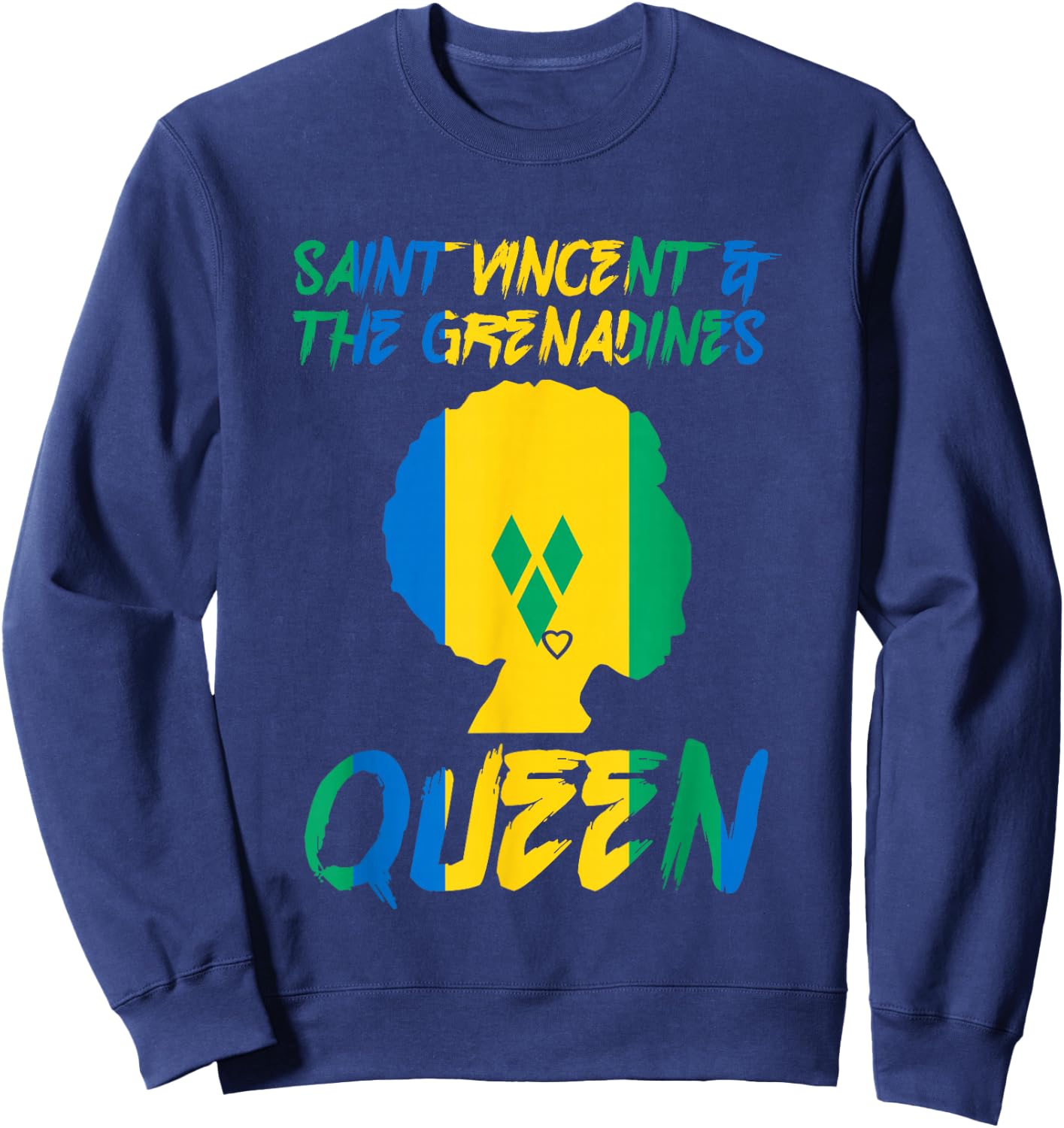 St Vincent & The Grenadines Queen Flag Afro Pride Proud Sweatshirt - Sweatshirt | Navy