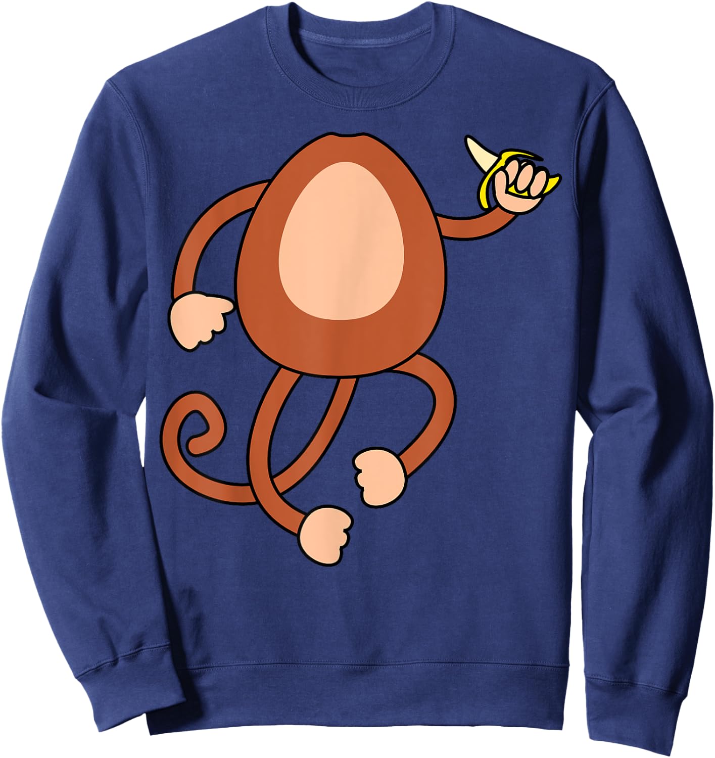 Monkey Holding Banana Costume Funny Easy Halloween Gift Sweatshirt - Sweatshirt | Navy