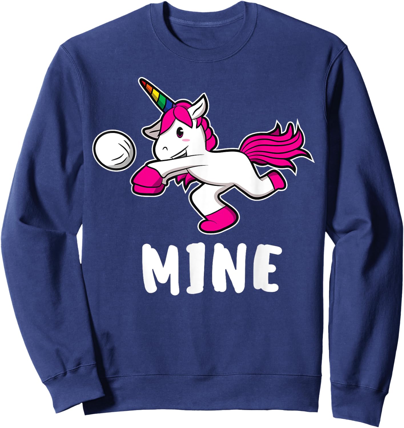 Funny Mine Volleyball Unicorn For Volleyball Girls Sweatshirt - Sweatshirt | Navy