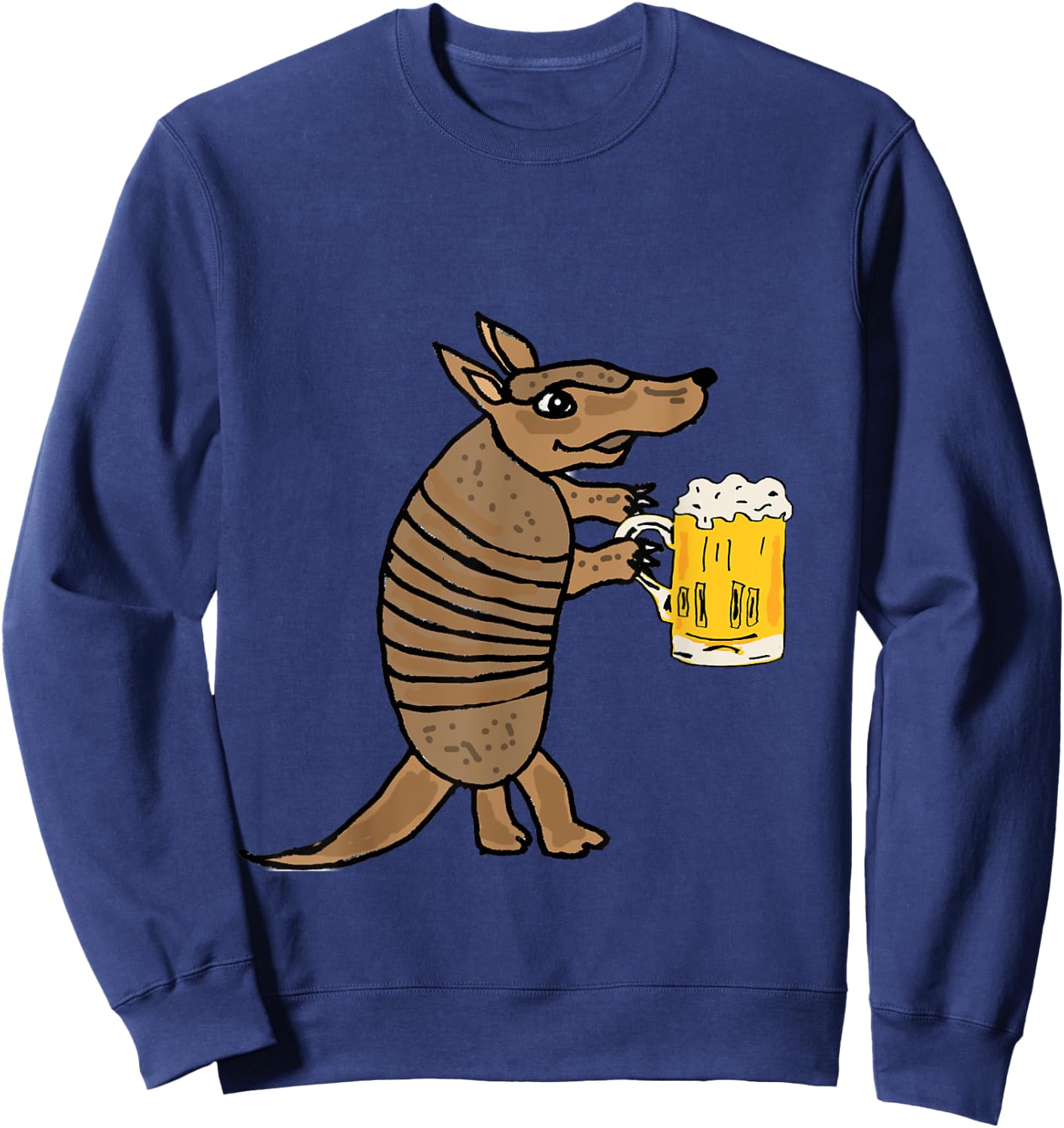 Smilemoretees Funny Armadillo Drinking Beer Sweatshirt - Sweatshirt | Navy