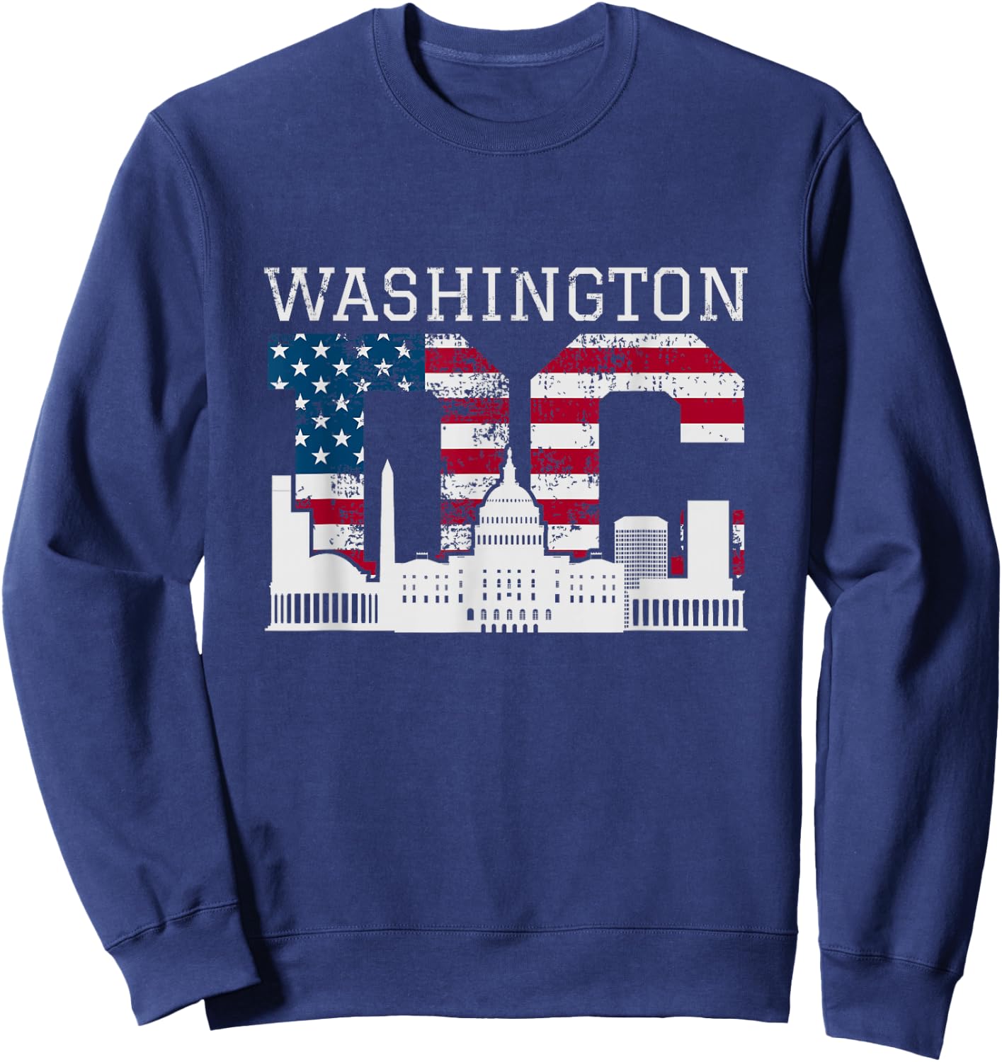 Washington DC Capitol Hill USA Flag Souvenir Sweatshirt - Sweatshirt | Navy