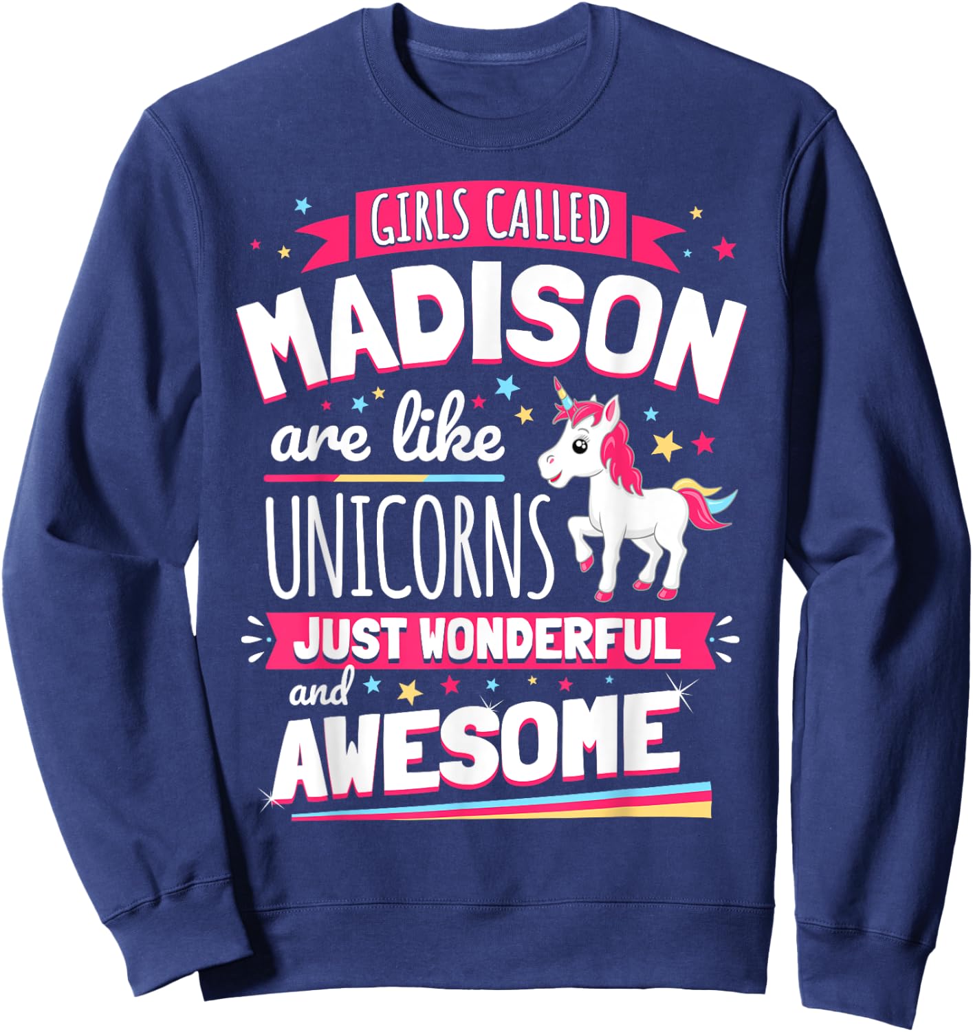 Madison Forename Prename First Given Name Unicorn Sweatshirt - Sweatshirt | Navy