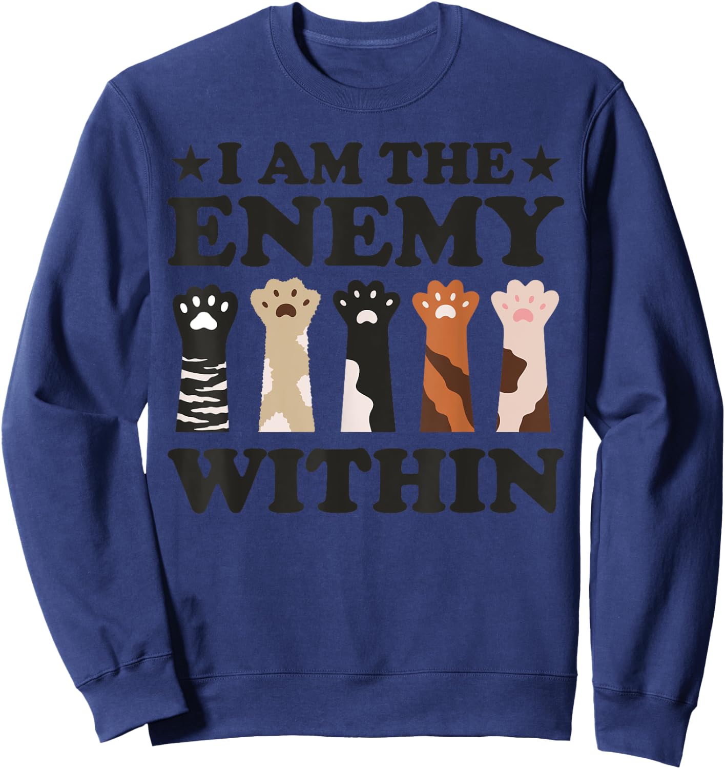 Adults Grey Small Modern Cat Letter Print Short Sleeve Sweatshirt - Sweatshirt | Navy