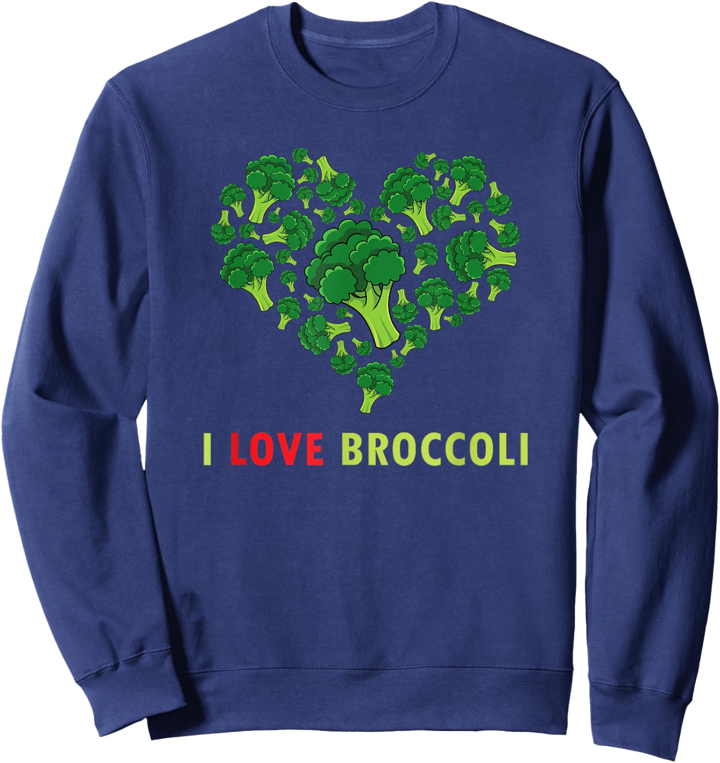 Funny Broccoli Gift - I Love Broccoli - Kids Vegetarian Keto Sweatshirt - Sweatshirt | Navy
