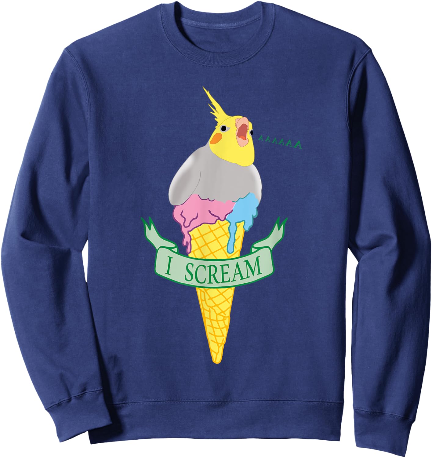 Funny Parrot Pet Doodle I Scream Ice Cream Cockatiel Sweatshirt - Sweatshirt | Navy