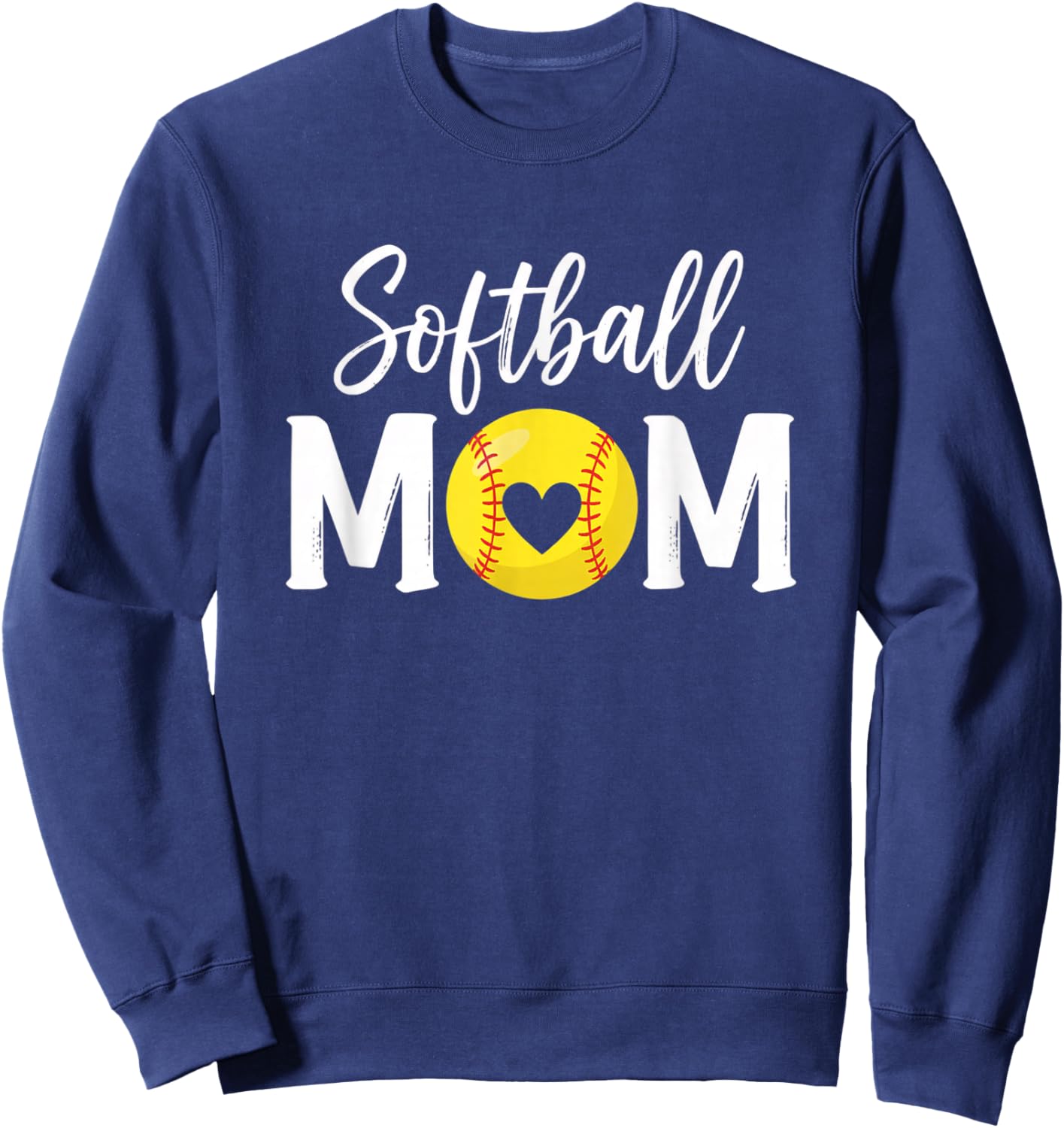Softball Mom Heart Softball MOM Sweatshirt - Sweatshirt | Navy