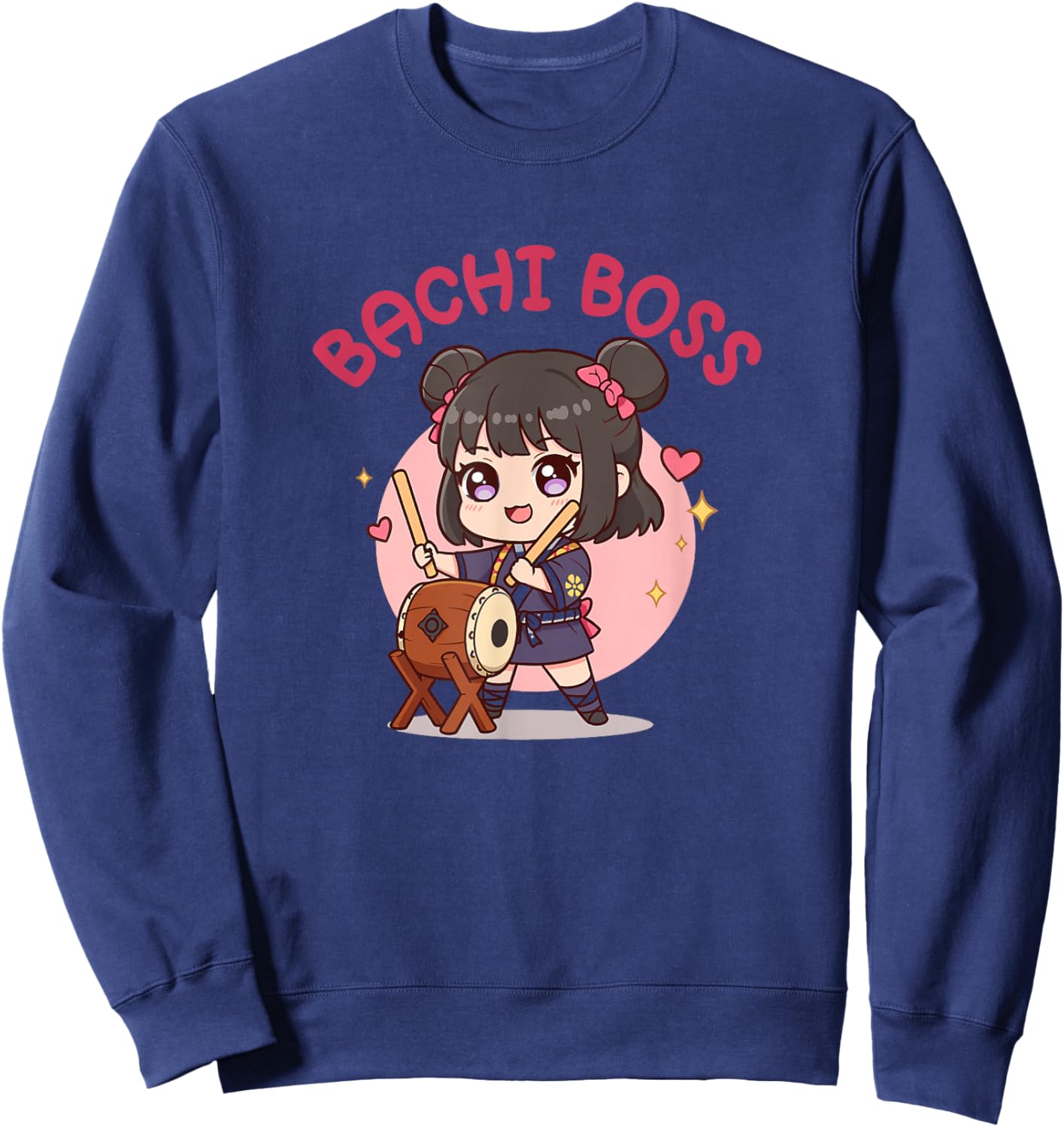 Bachi Boss Cute Kawaii Taiko Drummer Girl Sweatshirt - Sweatshirt | Navy