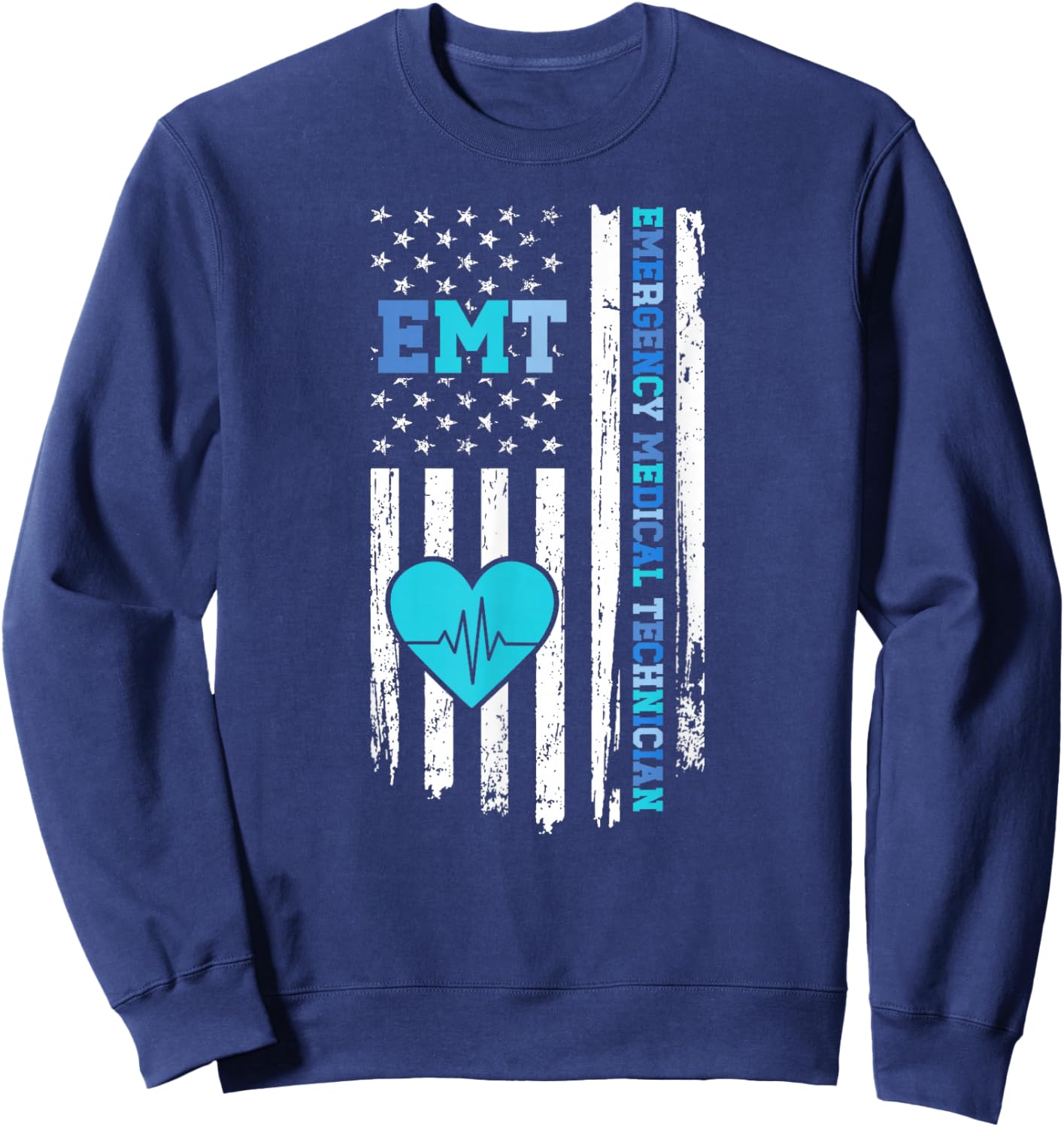 Emergency Medical Technician US Flag EMT Sweatshirt - Sweatshirt | Navy