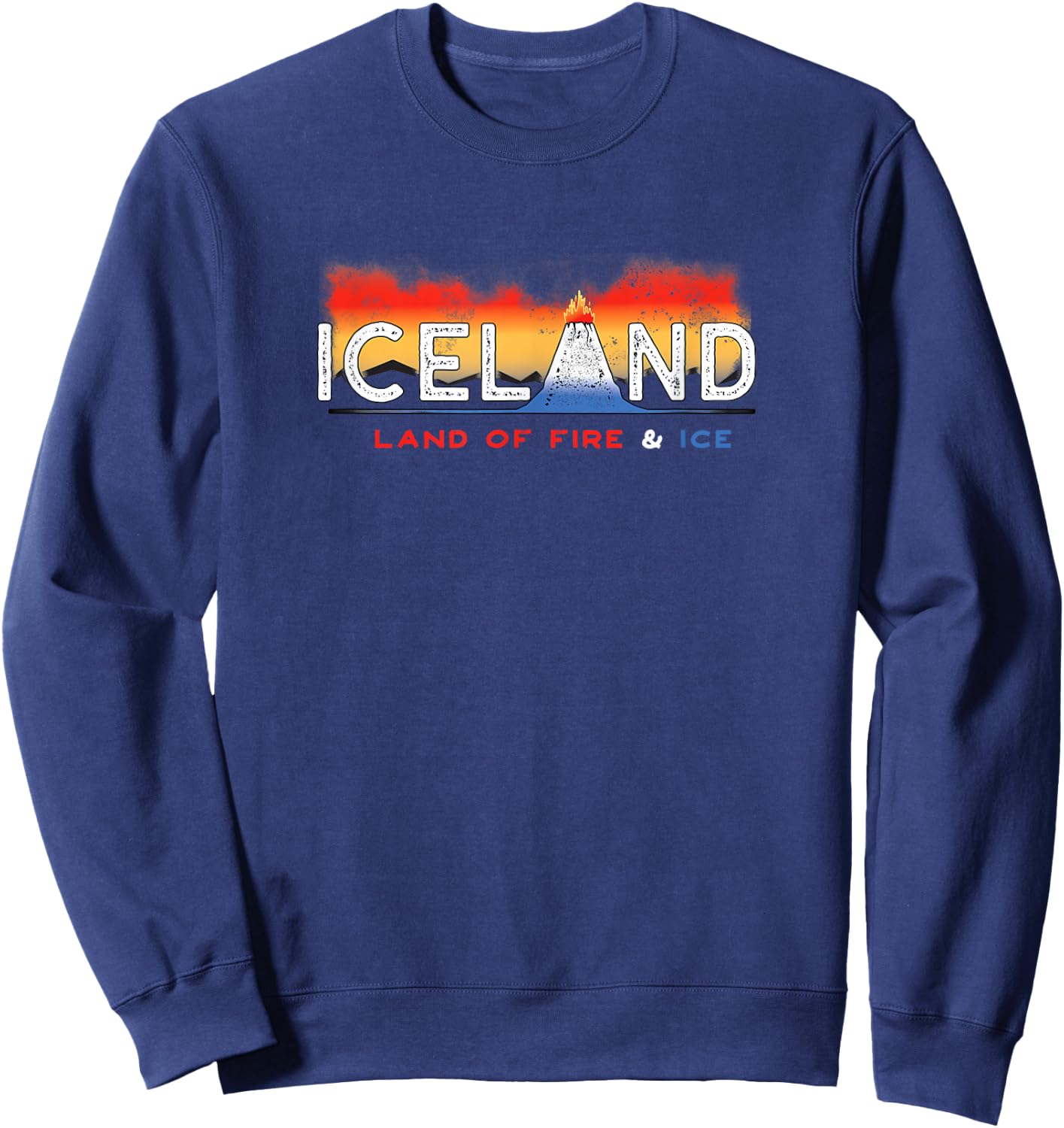 Matthew Webb Iceland Land of Fire and Ice -Adults Black Small Classic Fit Short Sleeve Cotton Polyester 100% Imported Sweatshirt - Sweatshirt | Navy