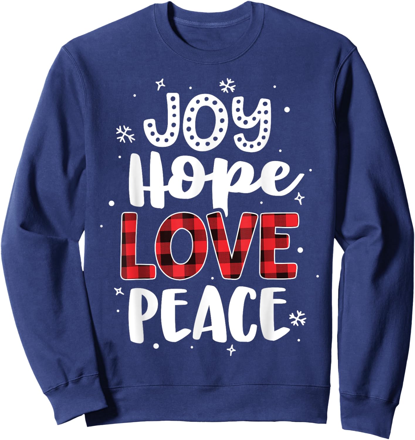 Joy Hope Love Peace Red Buffalo Plaid Christmas Mom Women Sweatshirt - Sweatshirt | Navy