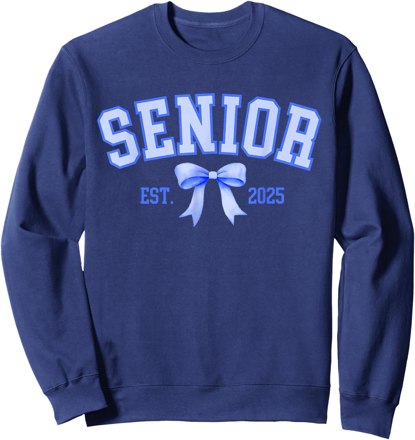Senior 2025 Coquette Class of 2025 Blue Bows Retro Sweatshirt - Sweatshirt | Navy
