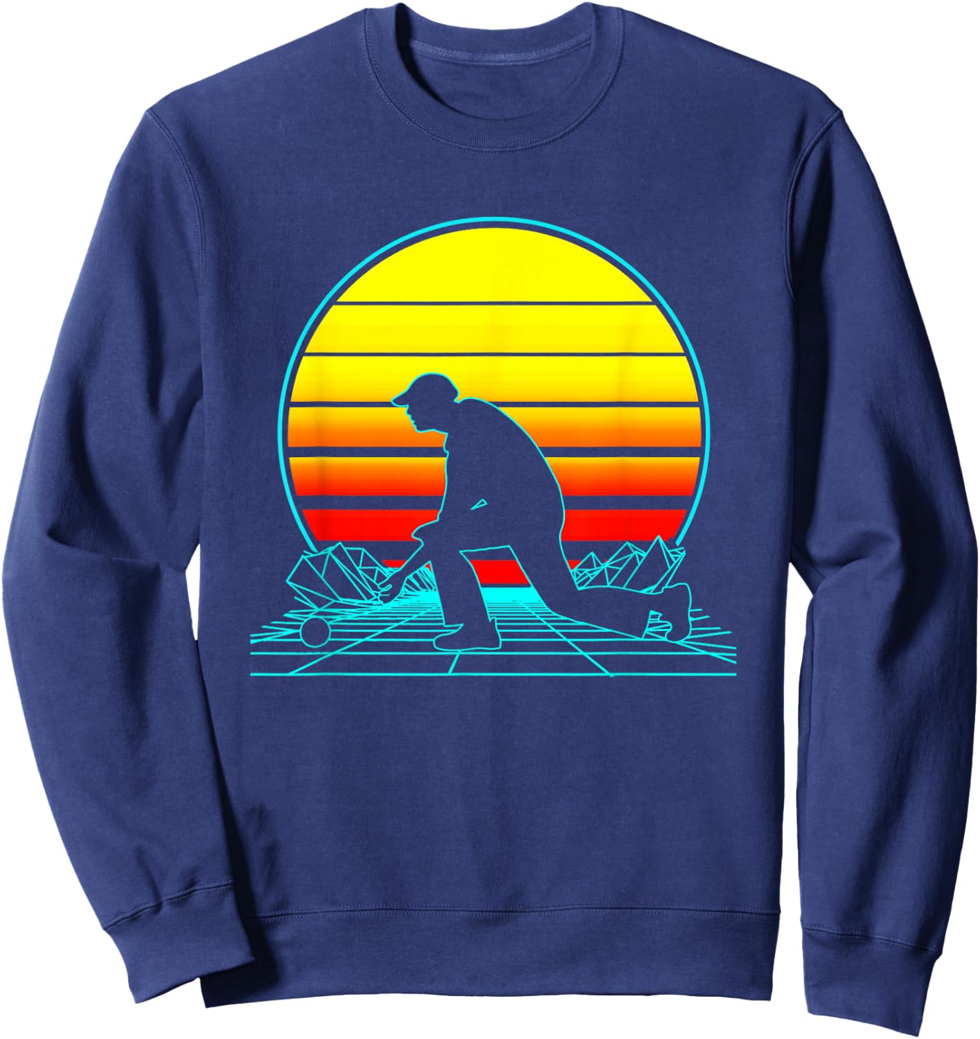 Retro Lawn Bowls Vaporwave Sweatshirt - Sweatshirt | Navy