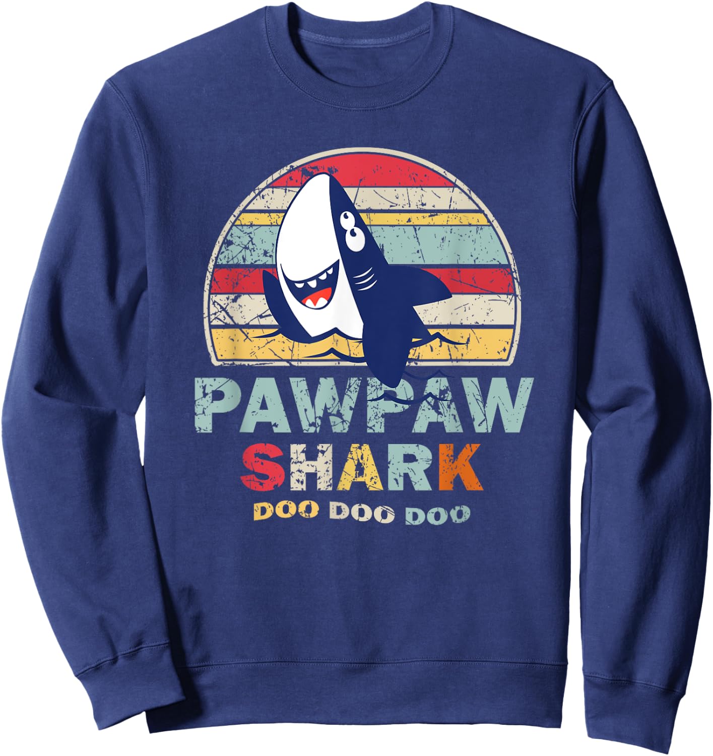 Vintage Pawpaw Shark Shirt Fathers Day Gift Women Sweatshirt - Sweatshirt | Navy