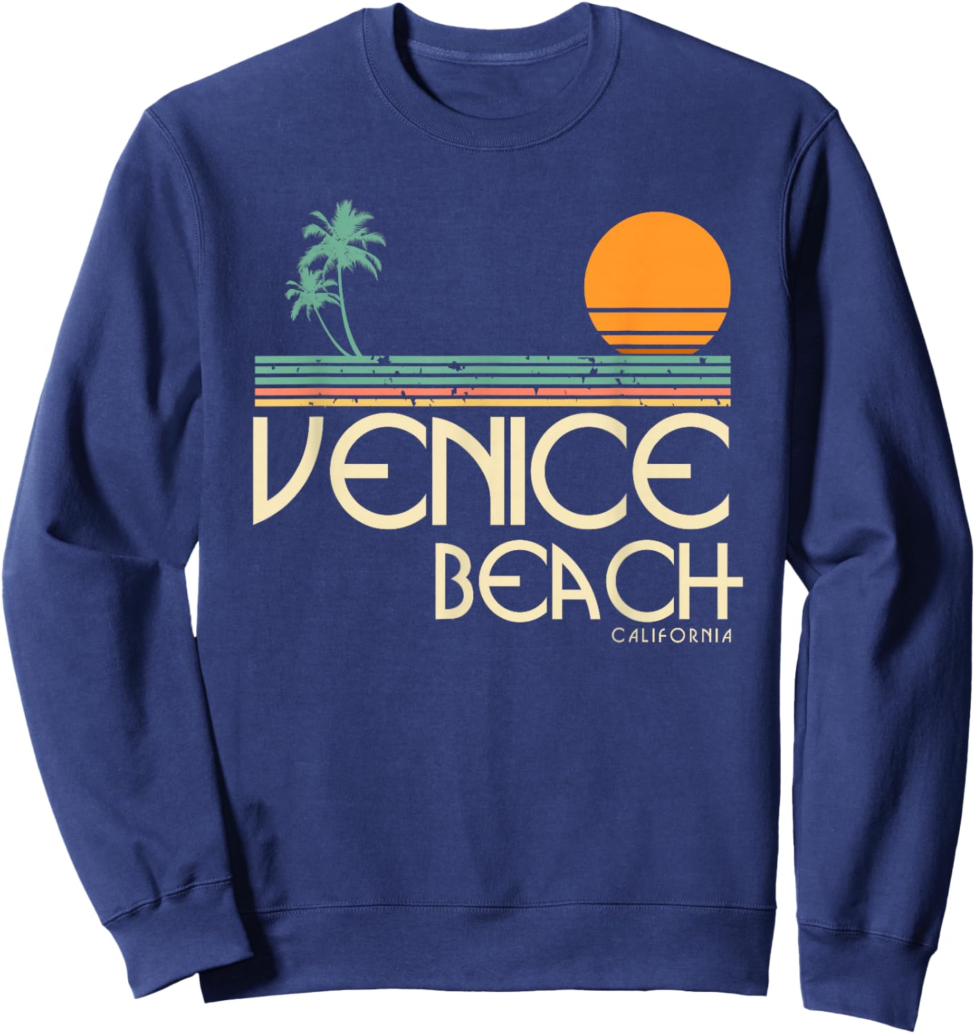 Vintage Venice Beach California Sunset Palms Sweatshirt - Sweatshirt | Navy