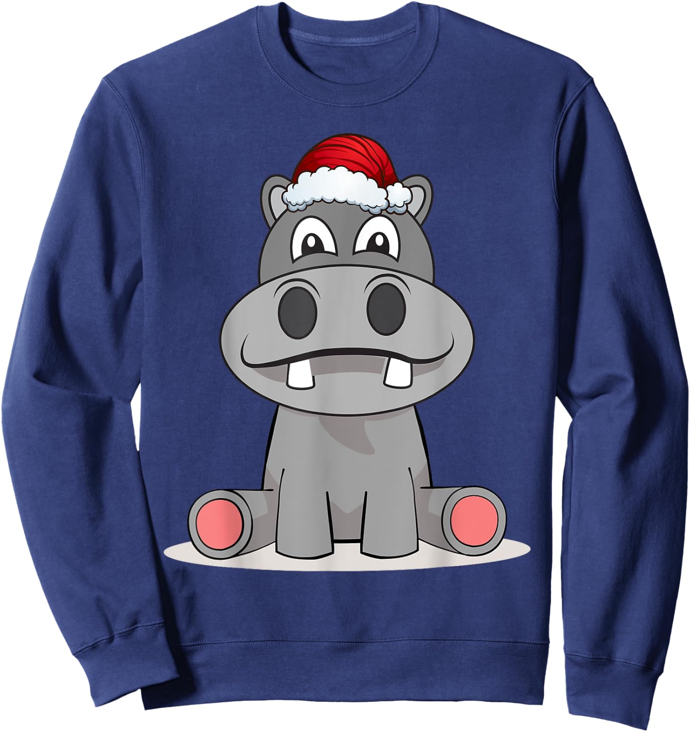 Hippopotamus Christmas | Happy Hippo Gift Sweatshirt - Sweatshirt | Navy