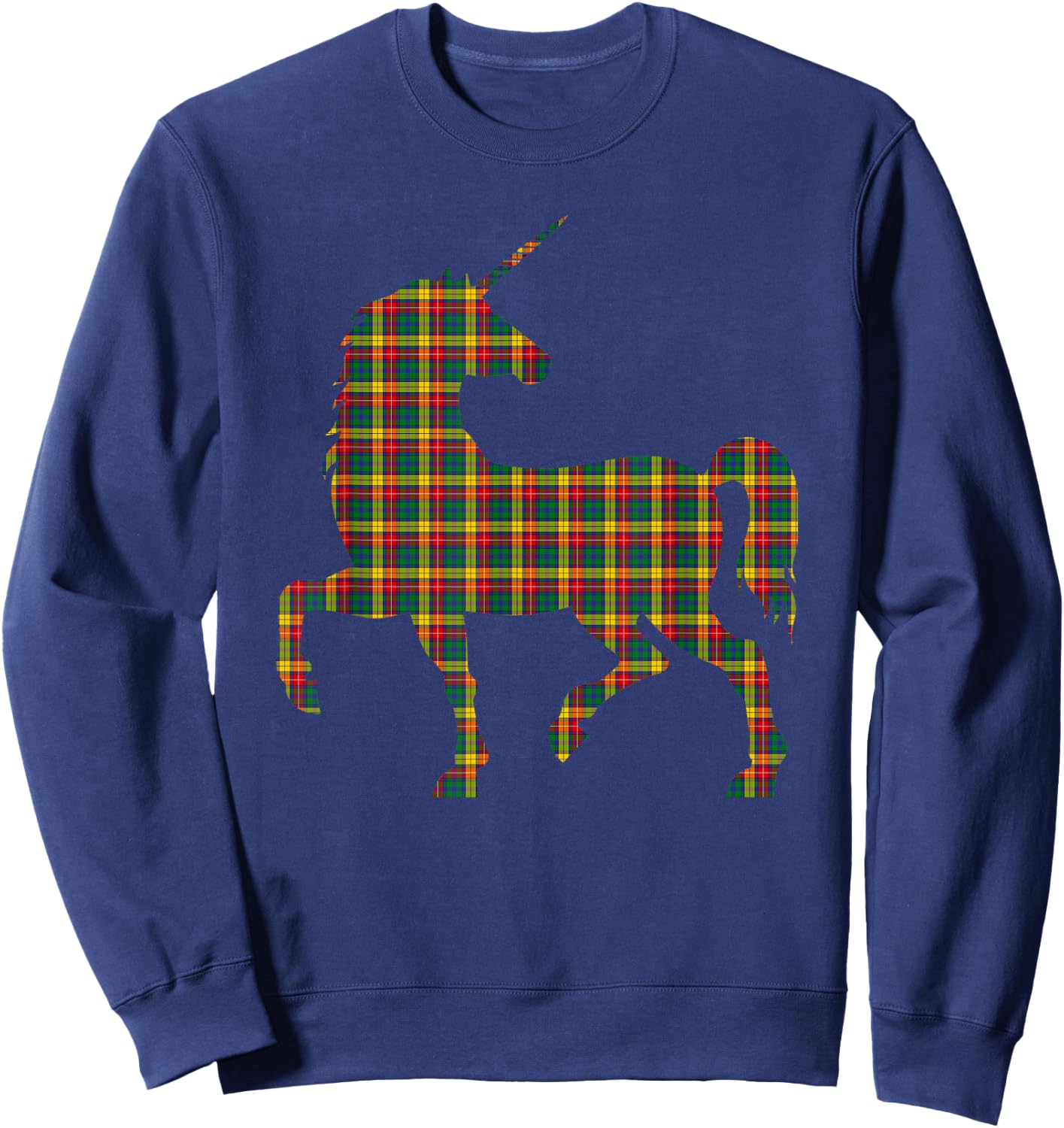 Buchanan Plaid Unicorn Scottish Pride Tartan Sweatshirt - Sweatshirt | Navy