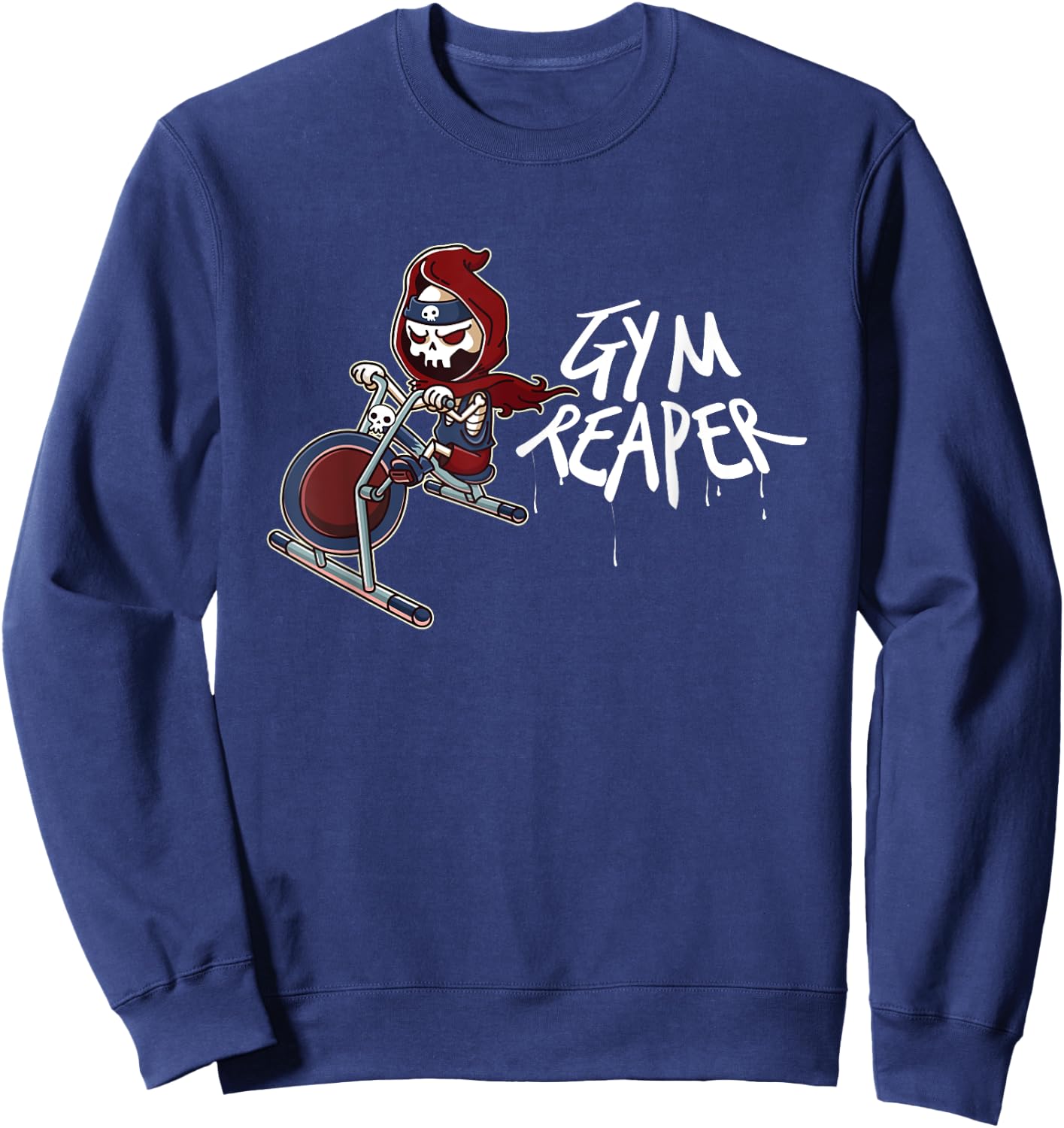 Gym Reaper Grim Reaper Cardio Is Hardio Workout Halloween Sweatshirt - Sweatshirt | Navy