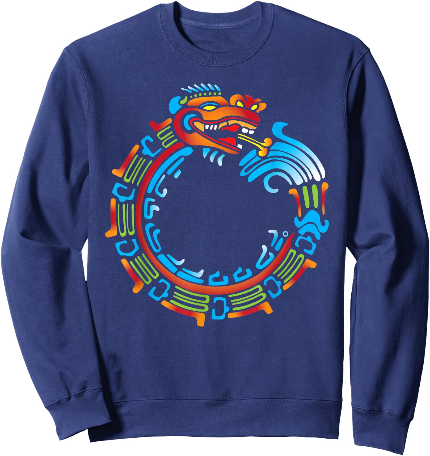 Ouroboros Quetzalcoatl Feathered Serpent Aztec Mayan Sweatshirt - Sweatshirt | Navy