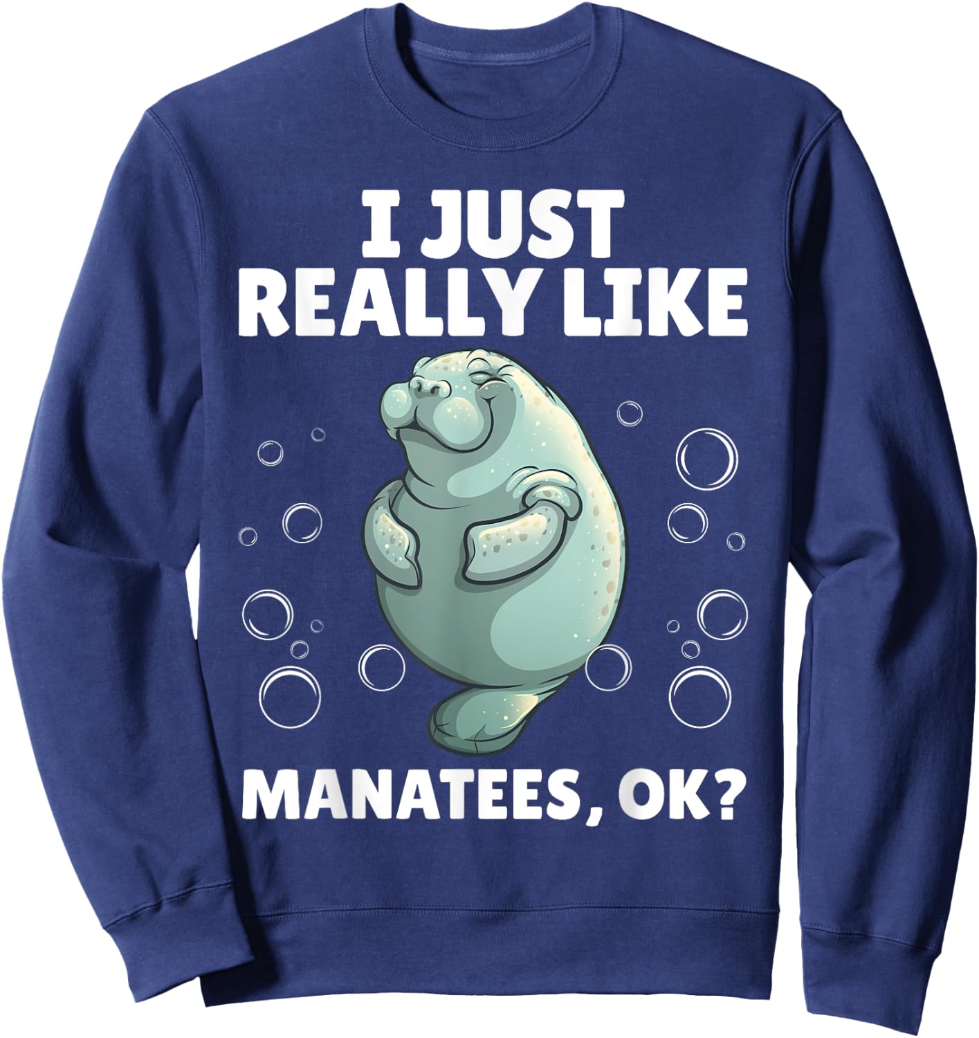 Funny Manatee Art Women Kids Sea Cow Manatee Lover Sweatshirt - Sweatshirt | Navy