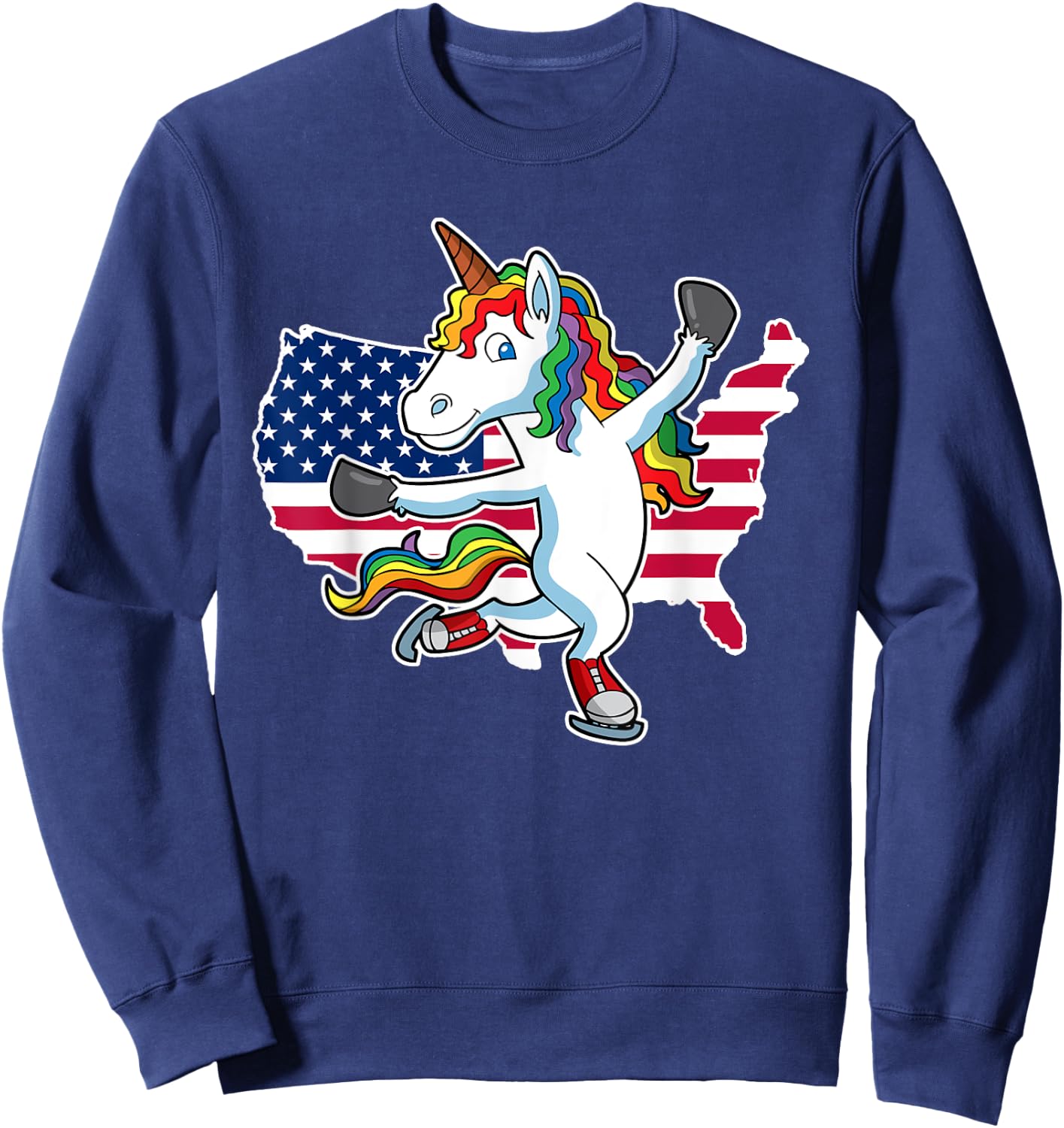 Unicorn Figure Skating USA Shirt Sweatshirt - Sweatshirt | Navy