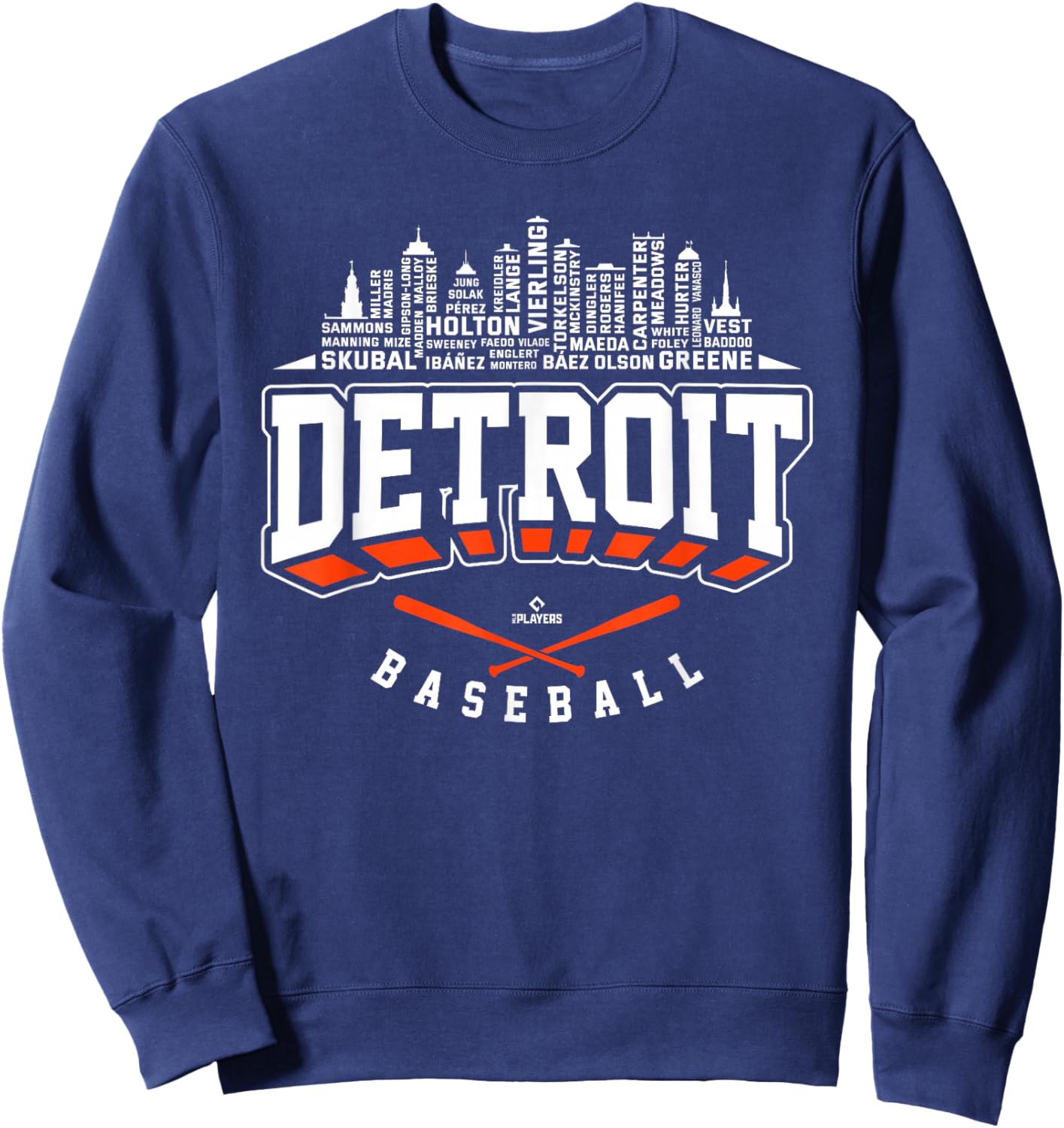 2024 Skyline Word Art Tarik Skubal Detroit Baseball MLBPA Sweatshirt - Sweatshirt | Navy