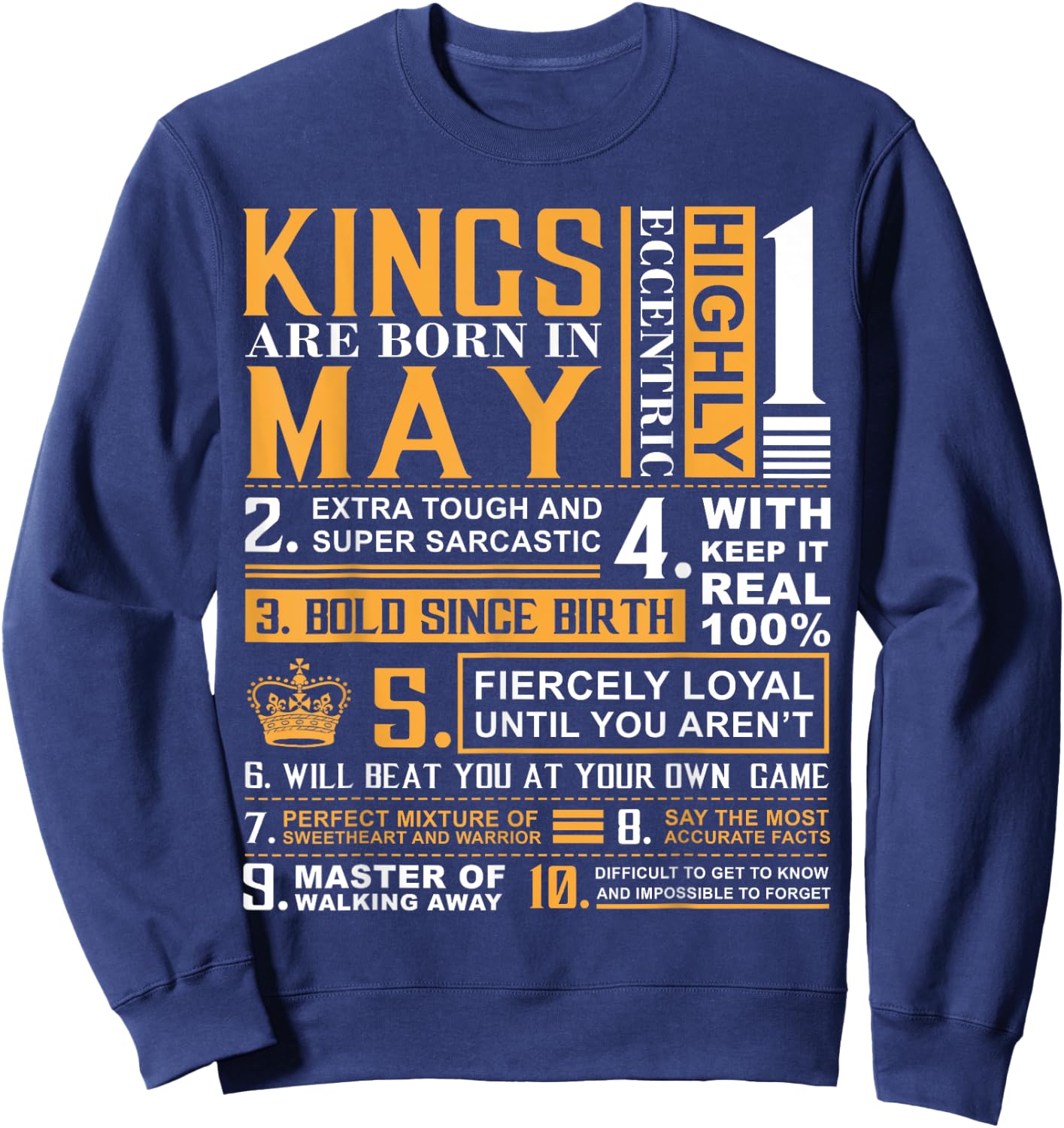 May Birthday Gifts - Kings are Born In May Sweatshirt - Sweatshirt | Navy