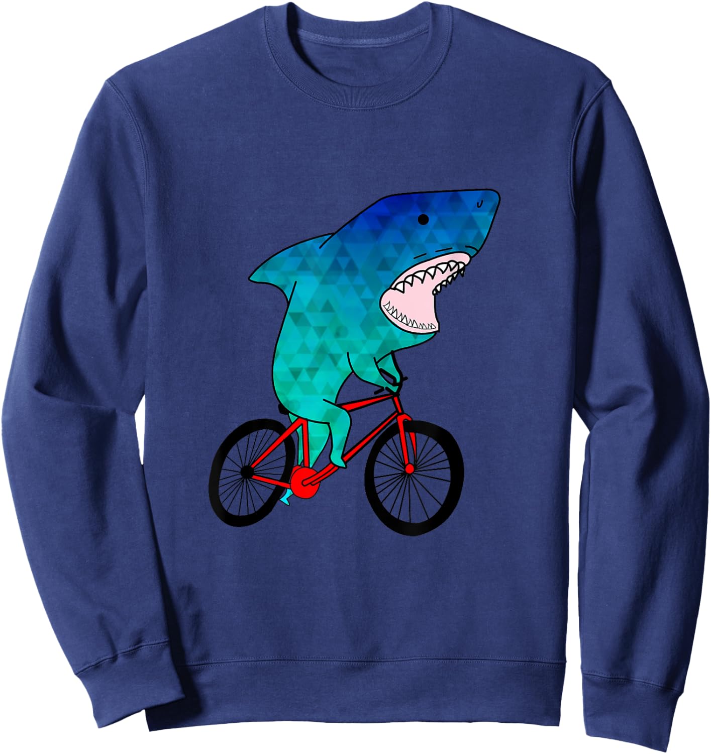 Cute Shark - On A Bicycle - Ocean Animals Sweatshirt - Sweatshirt | Navy