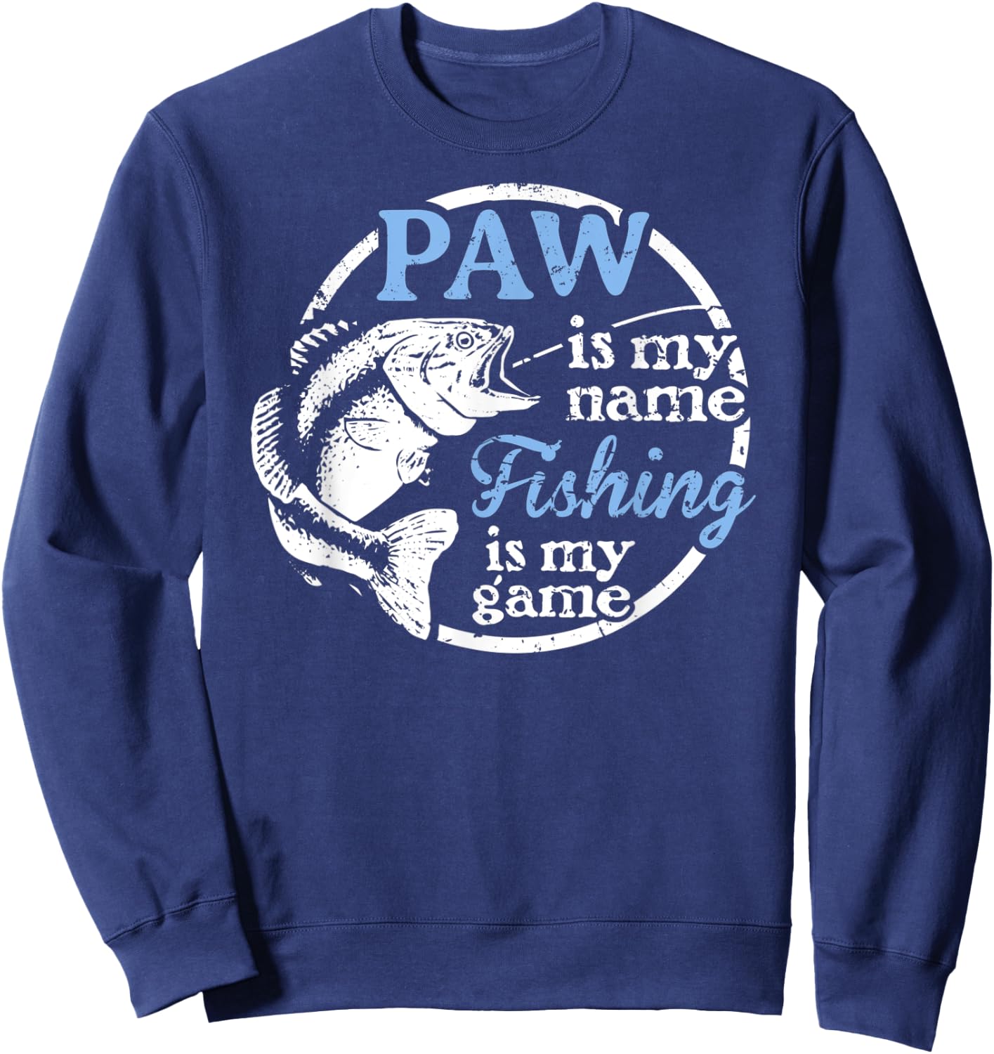 Fishing Paw Fathers Day Gift Dad fisherman Sweatshirt - Sweatshirt | Navy