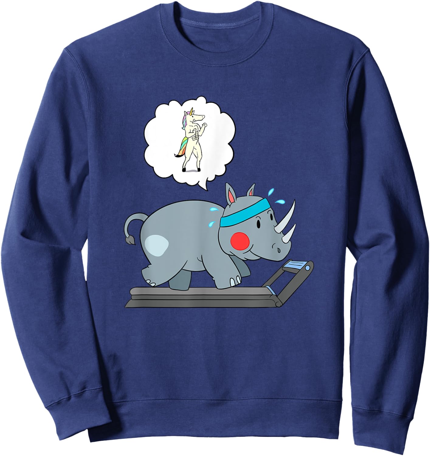 Rhino and Unicorn Cardio - Funny Running Sweatshirt - Sweatshirt | Navy