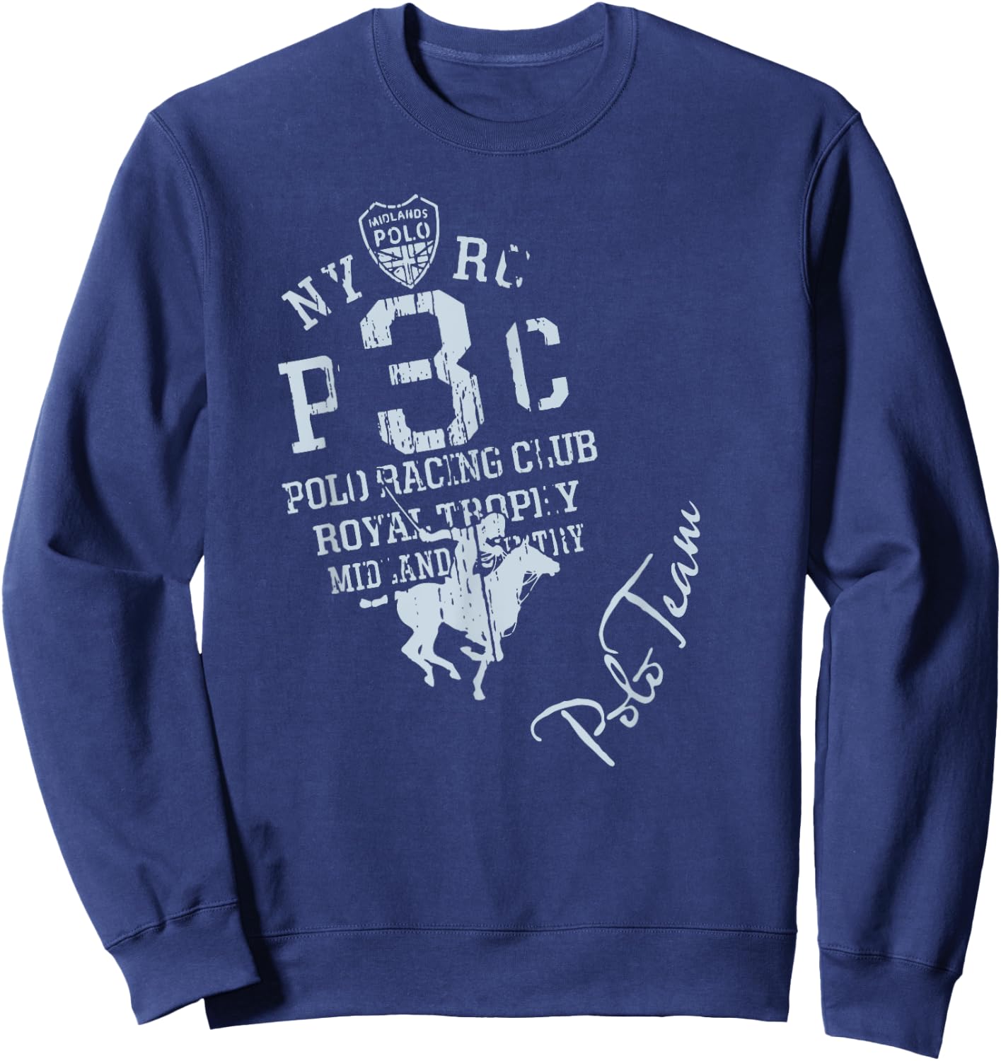 Horseback Polo Riding & Polo Player Equestrian Women Men Dad Sweatshirt - Sweatshirt | Navy