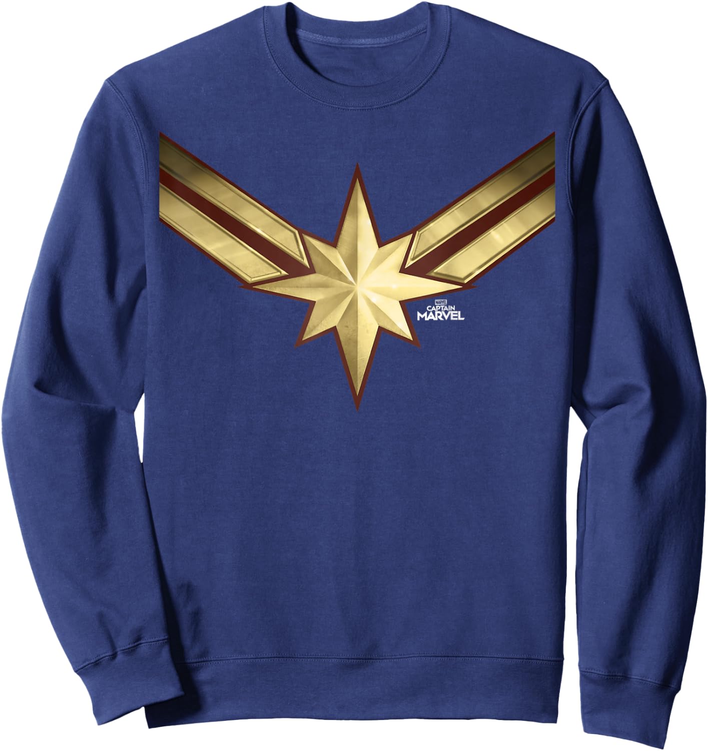 Captain Marvel Gleaming Chest Logo Graphic Sweatshirt - Sweatshirt | Navy