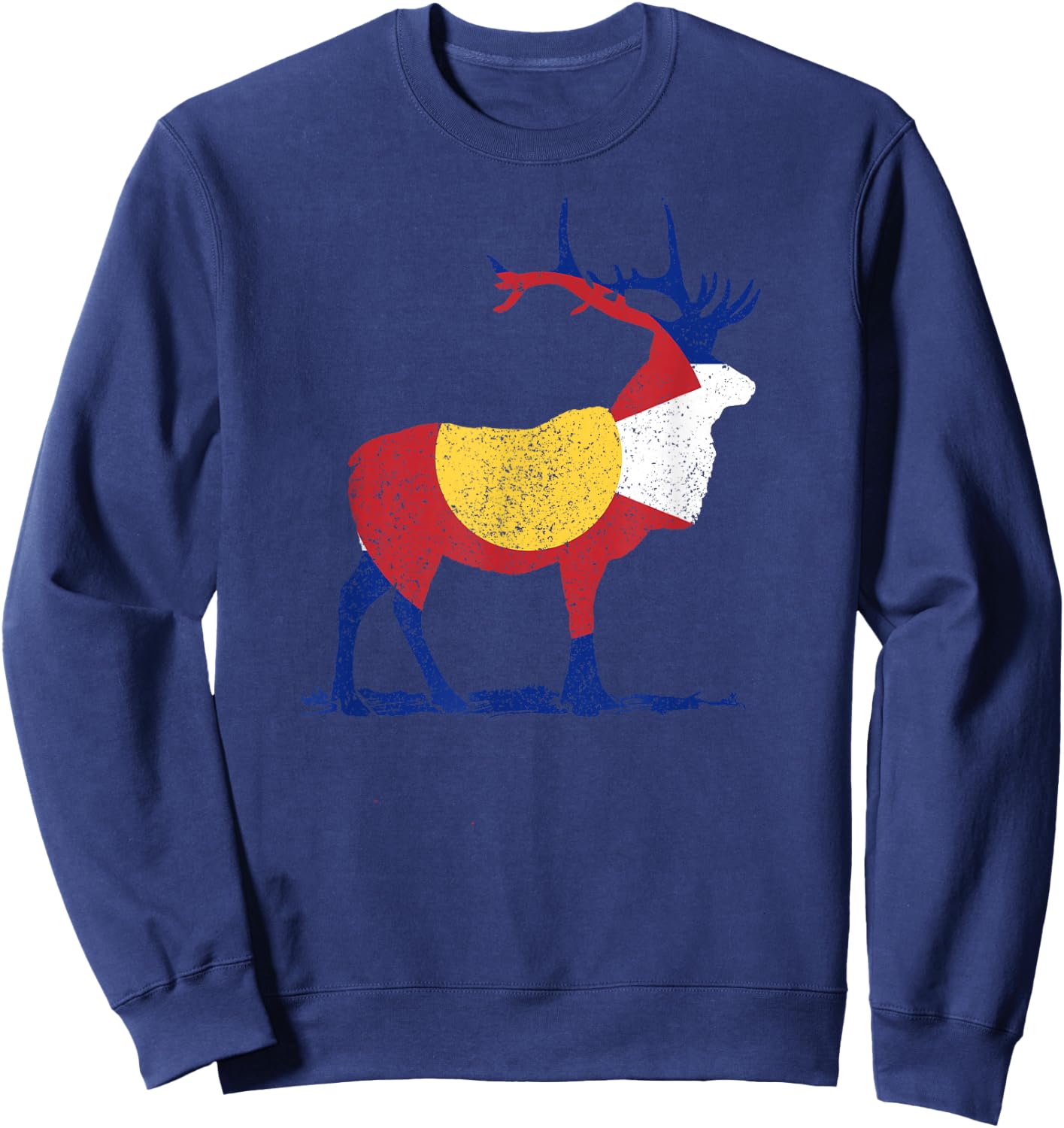 Colorado Elk Hunting CO Flag Nature Hiking Elk Hunter Gift Sweatshirt - Sweatshirt | Navy