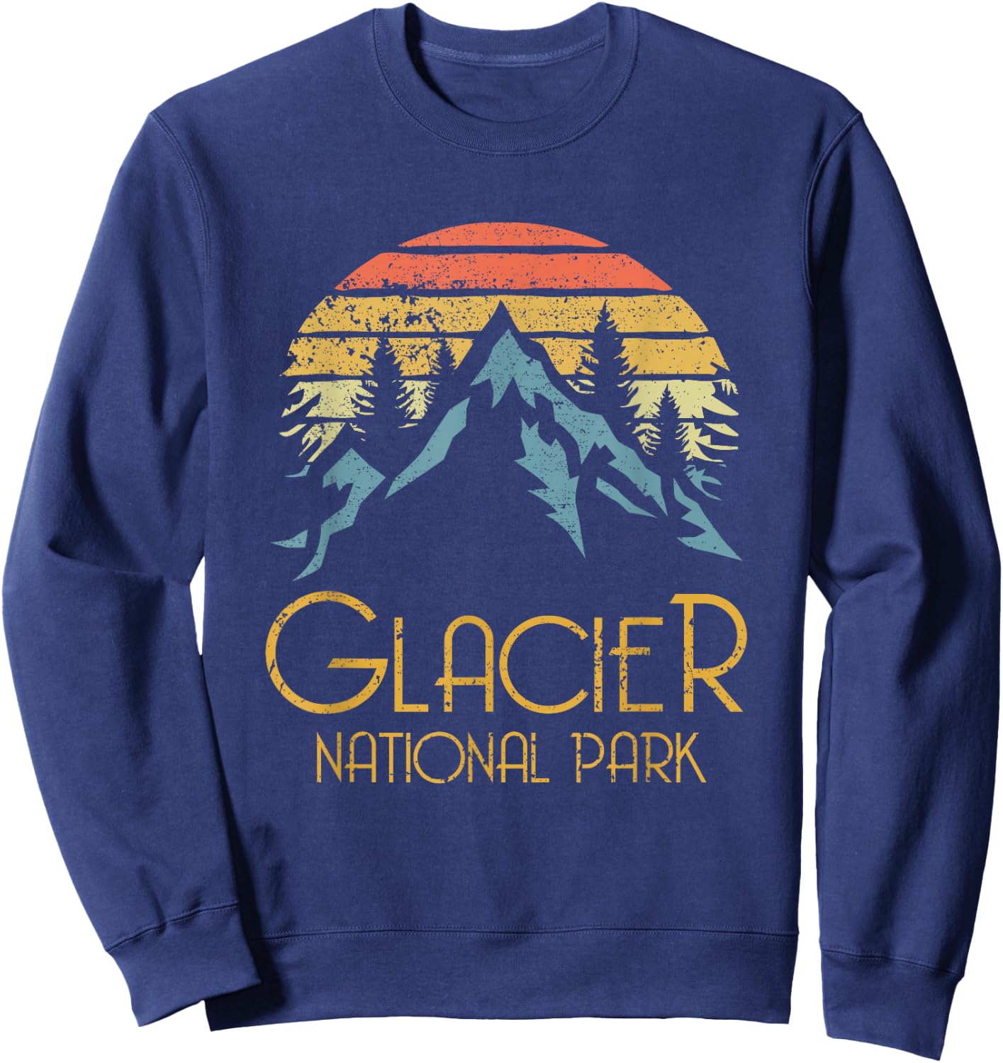 Vintage Glacier National Park Montana Retro T Shirt Sweatshirt - Sweatshirt | Navy