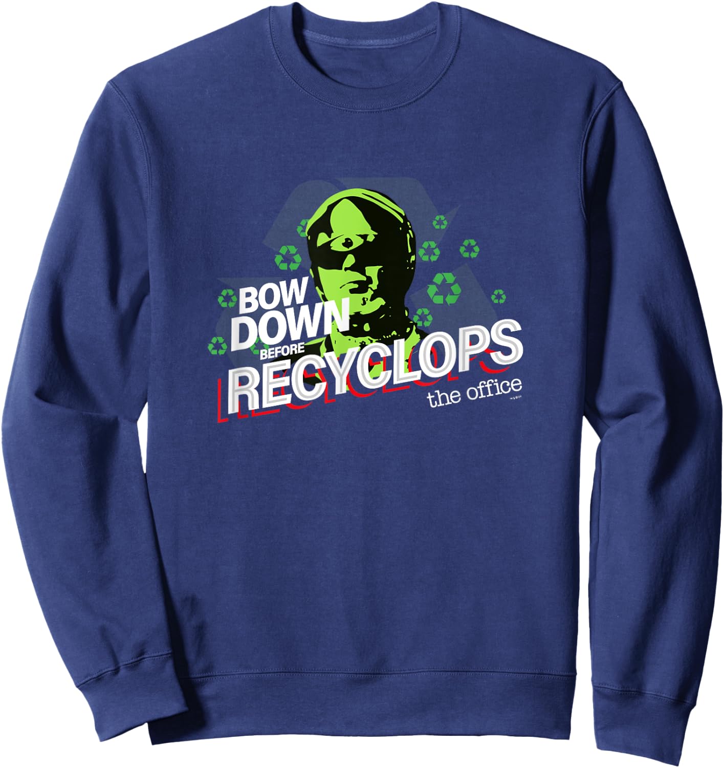 The Office Dwight Schrute Bow Down Before Recyclops Sweatshirt - Sweatshirt | Navy