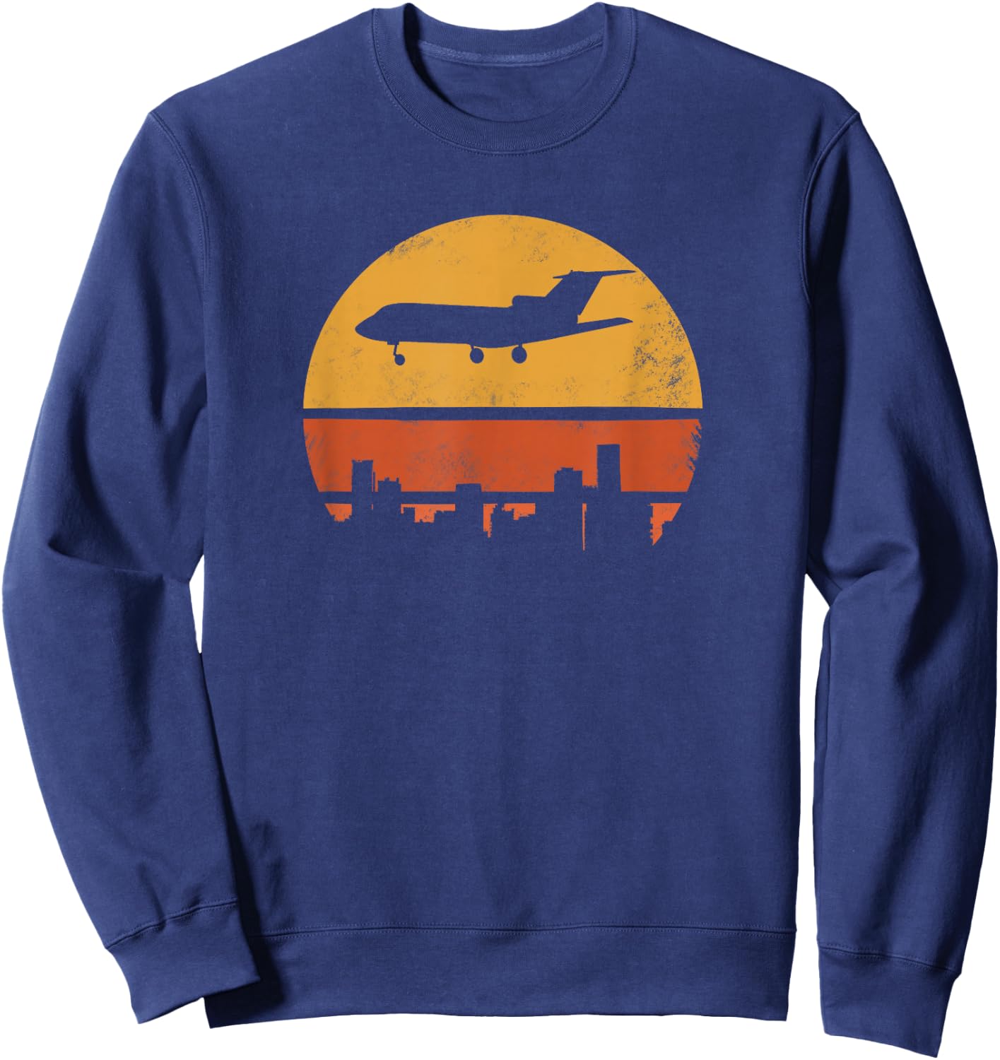 Retro Jet Airplane Sweatshirt - Sweatshirt | Navy