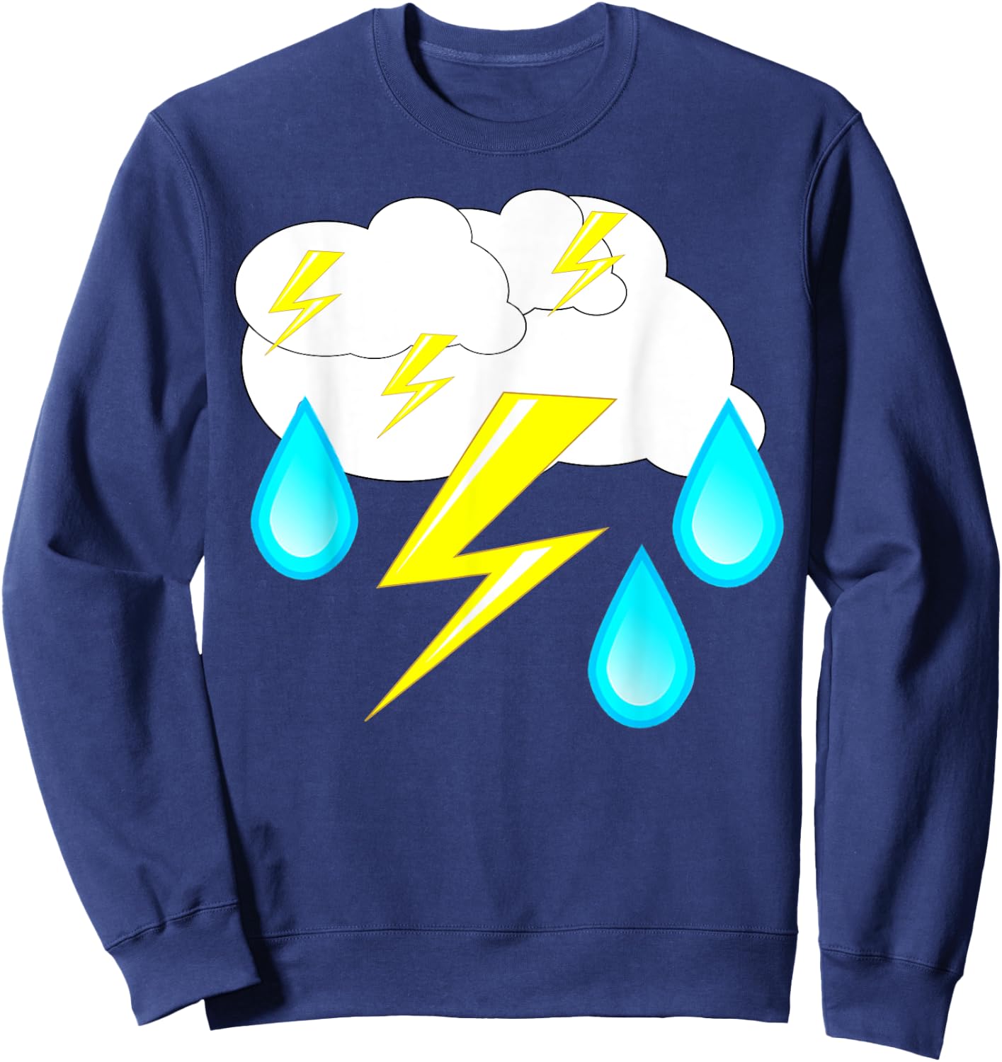 Lightning Bolts Rain Drops Thunder Storm Cloud Costume Shirt Sweatshirt - Sweatshirt | Navy